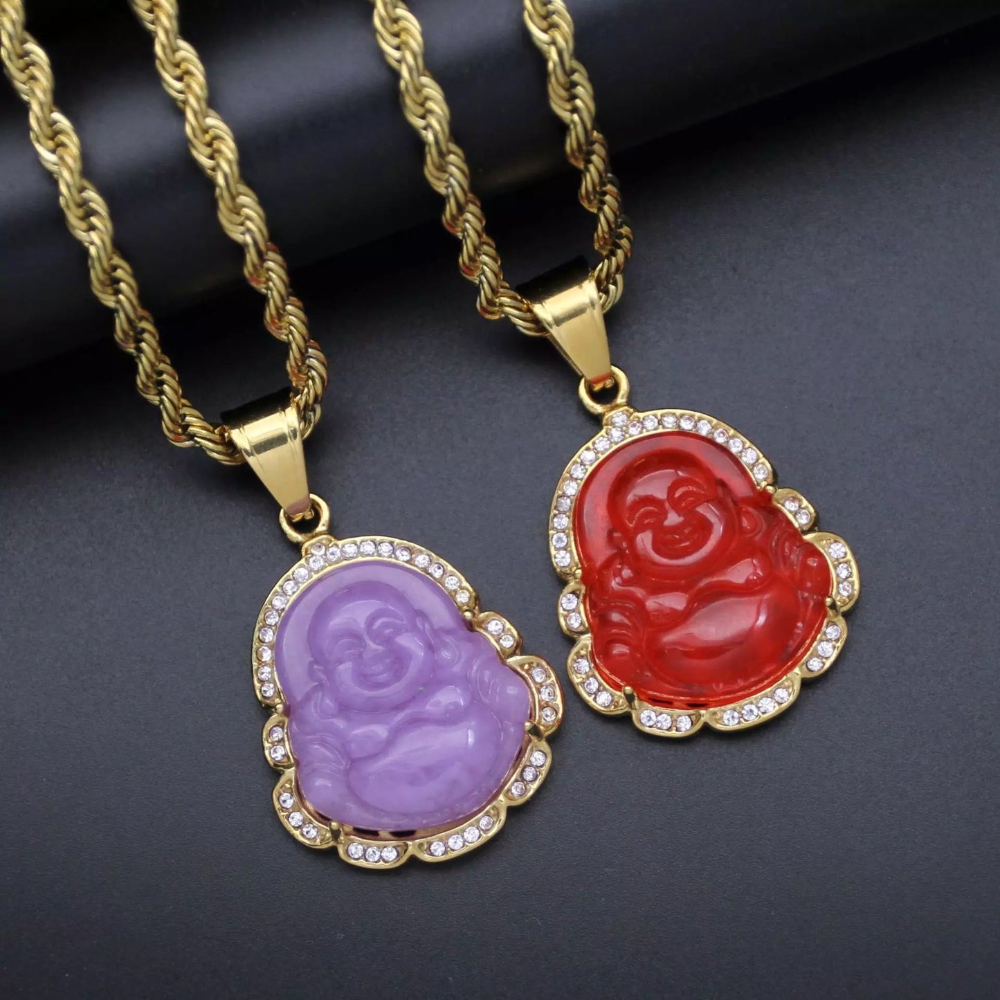 Smiling Buddha pendant necklace - Quartzite - Concordia Style Boutique