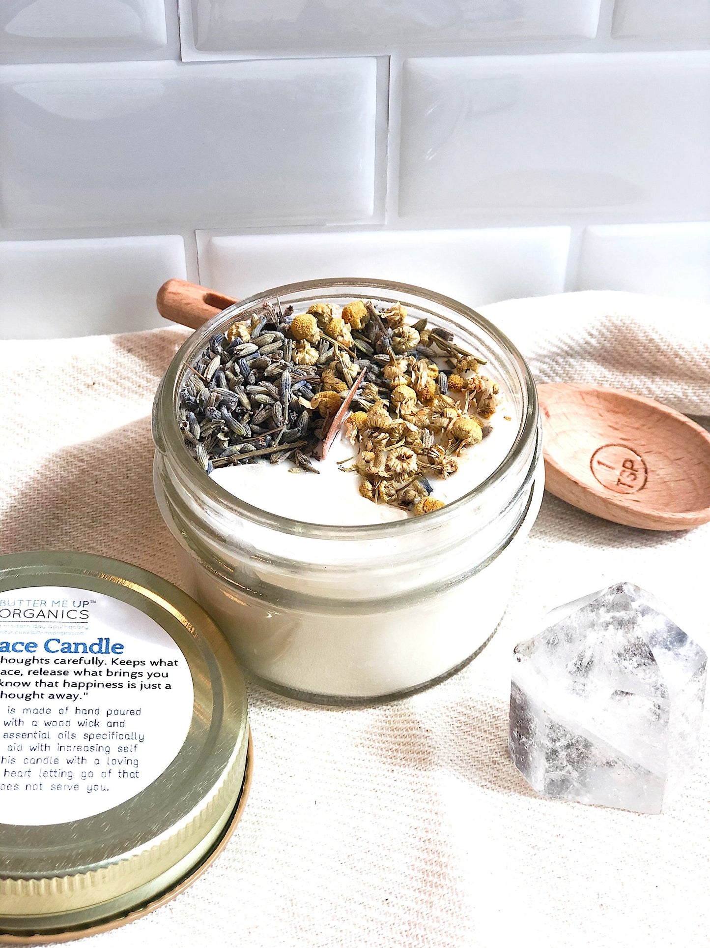 Peace Candle / Serenity Candle / Intention Candle / Ritual Candle / Crystal Candle / Pretty Candle / Organic Soy Wax Candle / Botanicals - Concordia Style Boutique