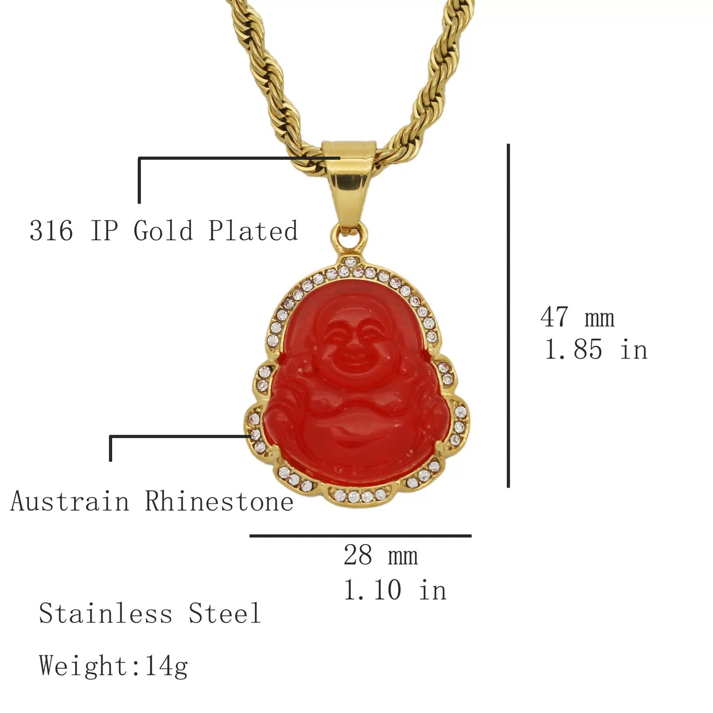 Smiling Buddha pendant necklace - Quartzite - Concordia Style Boutique