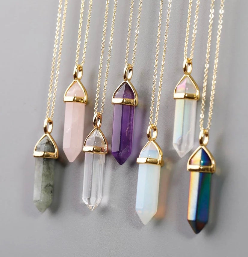 Amethyst Hexagon point necklace - Gold plated gemstone necklaces - Concordia Style Boutique
