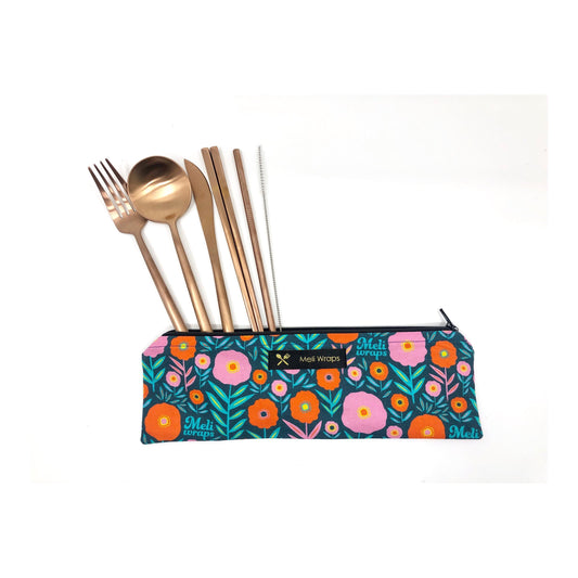 Meli Wraps Reusable Cutlery Set in Dark Bloom - Concordia Style Boutique