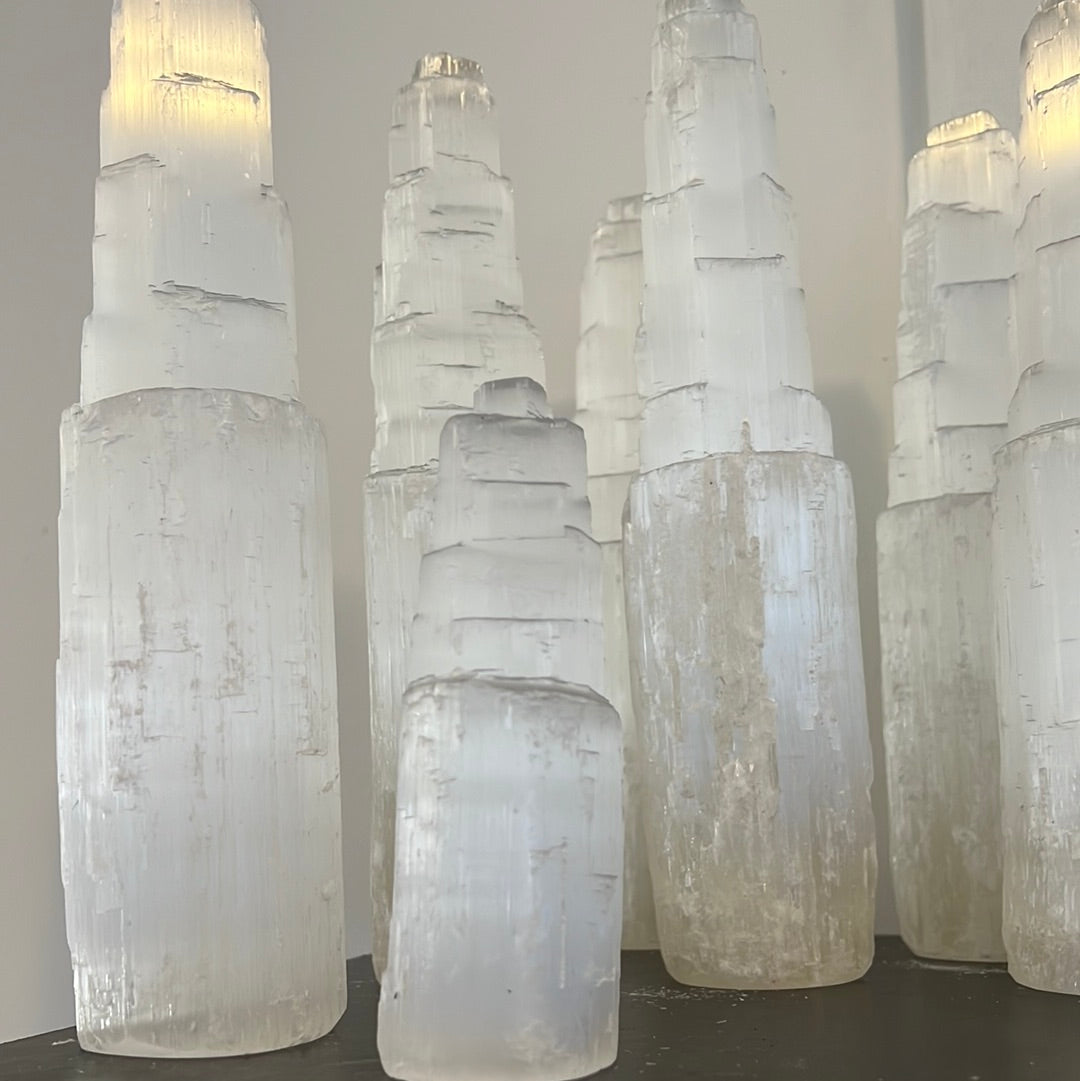 Tall Selenite tower crystal - Selenite Skycraper -12 inches - Concordia Style Boutique