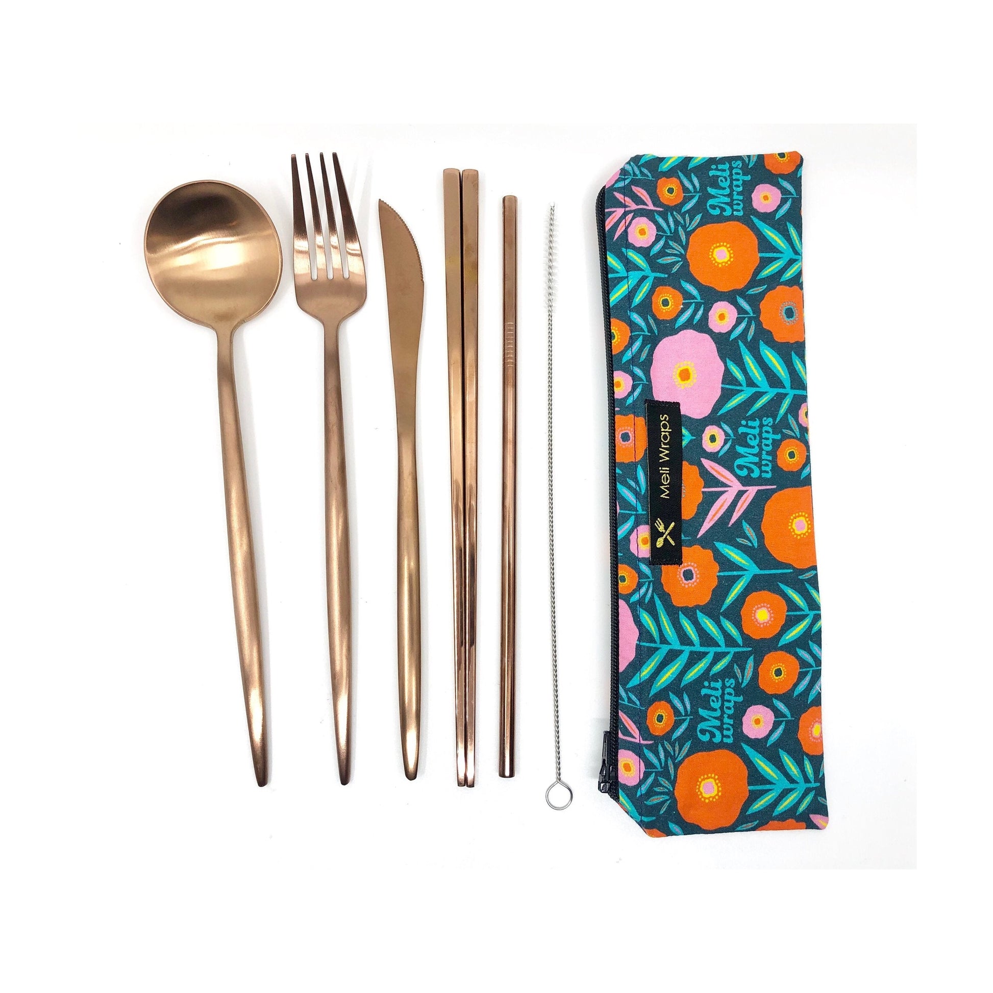 Meli Wraps Reusable Cutlery Set in Dark Bloom - Concordia Style Boutique
