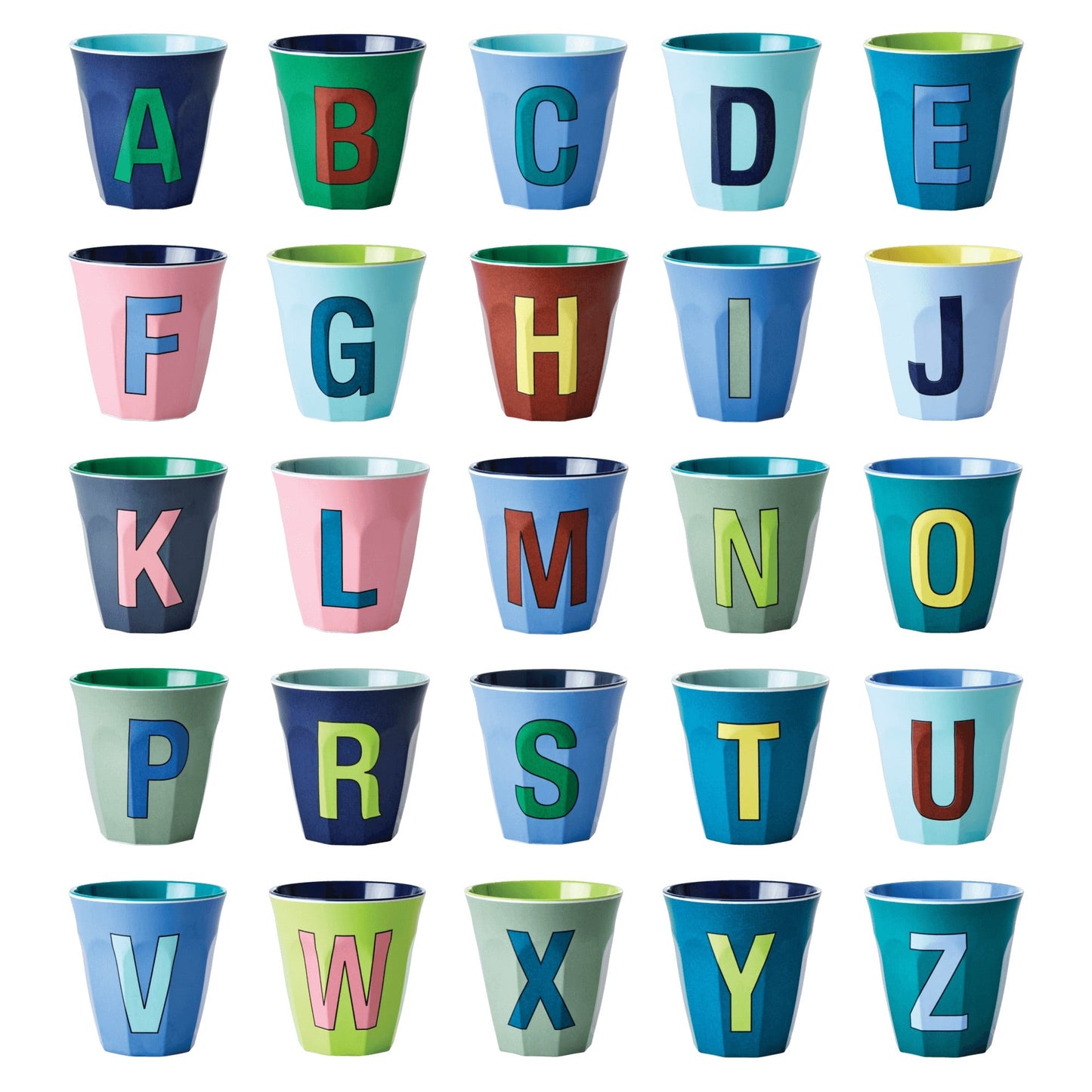 Melamine Cup - Medium with Alphabet in Bluish Colors | Letter C