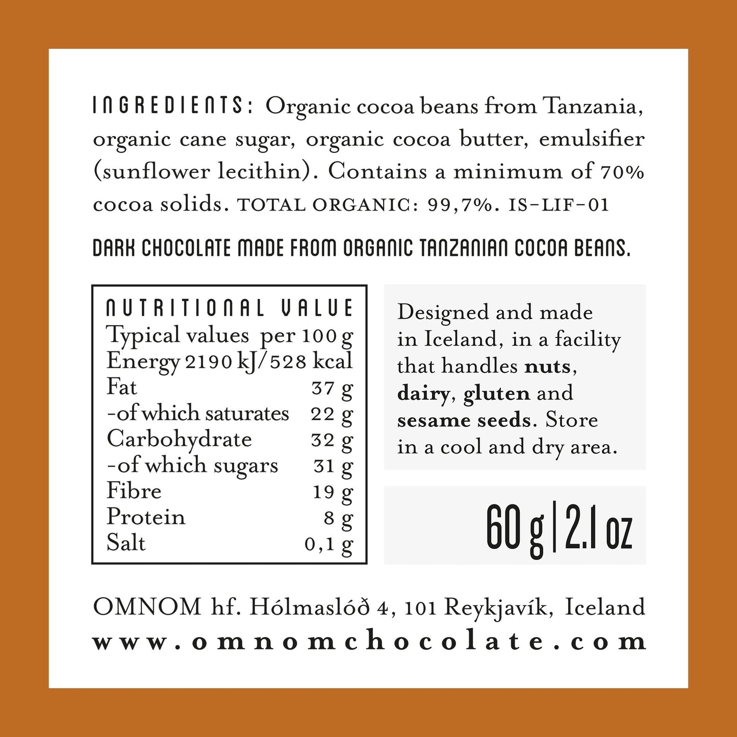 Chocolate - Tanzania 70% - Concordia Style Boutique