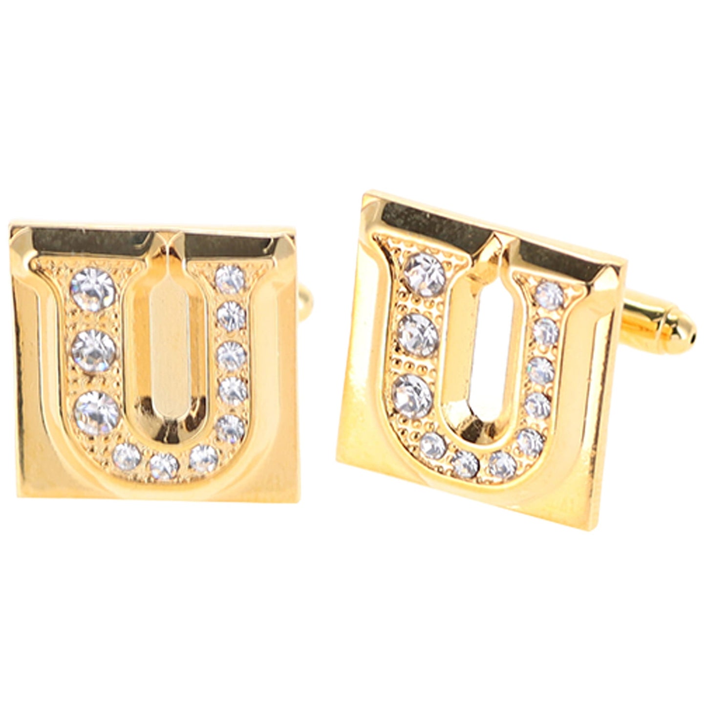 Vittorio Vico Rhinestone Initial Cufflinks in Gift Box