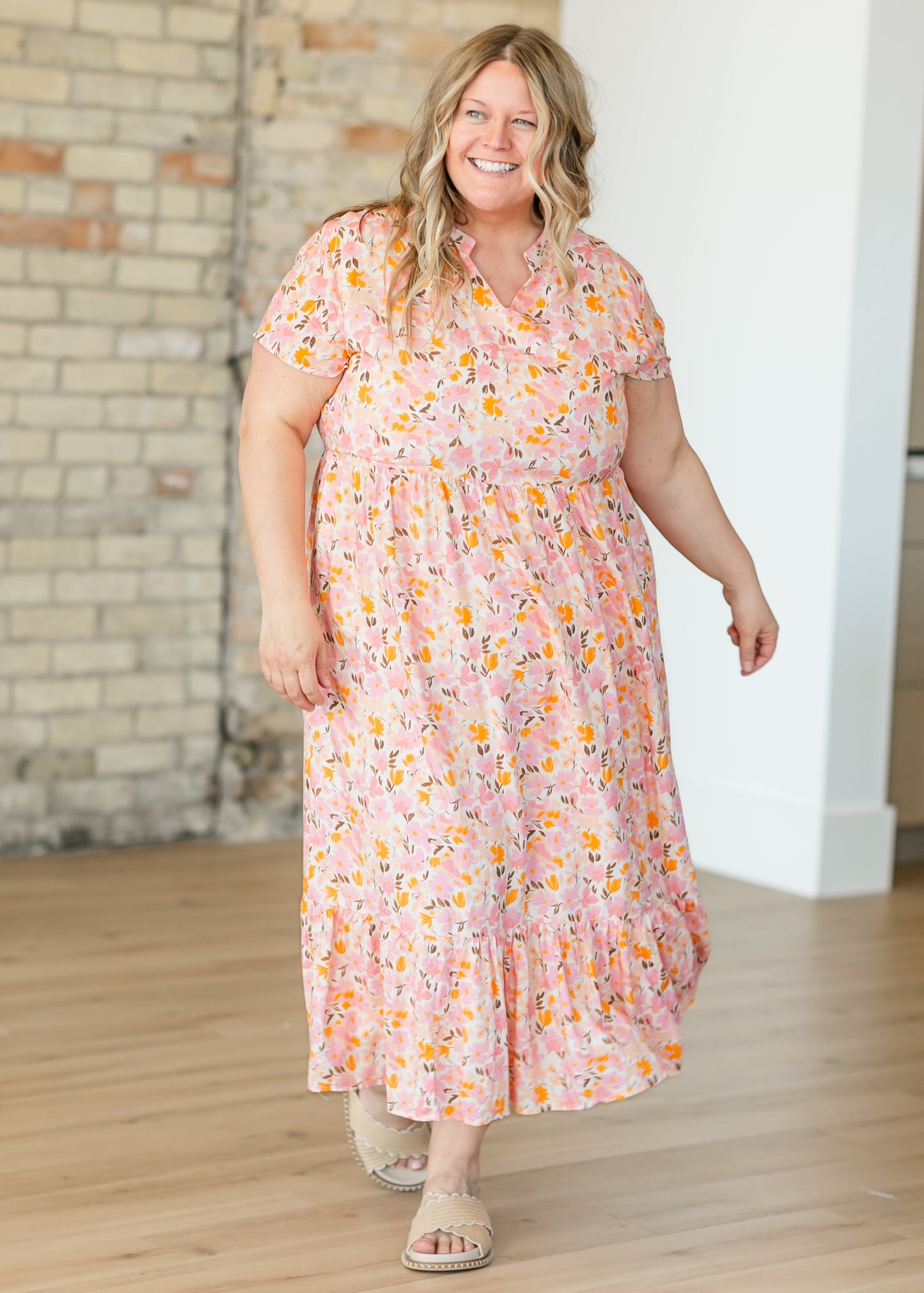 Jaydrien Floral Flutter Sleeve Midi Dress