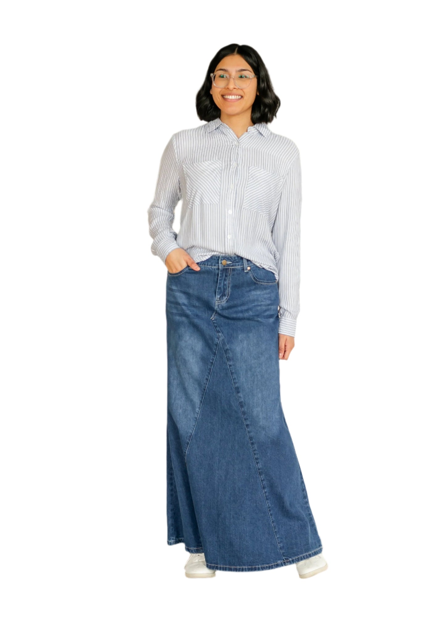 Jennifer A-Line Long Denim Skirt - Concordia Style Boutique