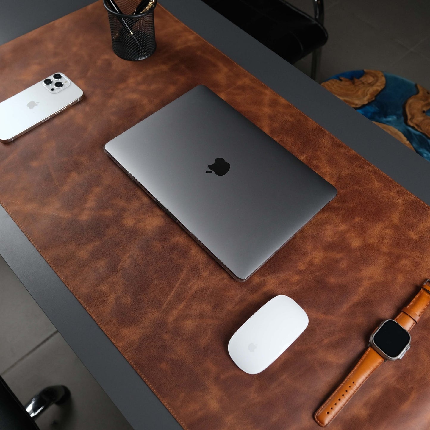 Jersey Antic Tan Leather Desk Pad for Office and Home - Concordia Style Boutique