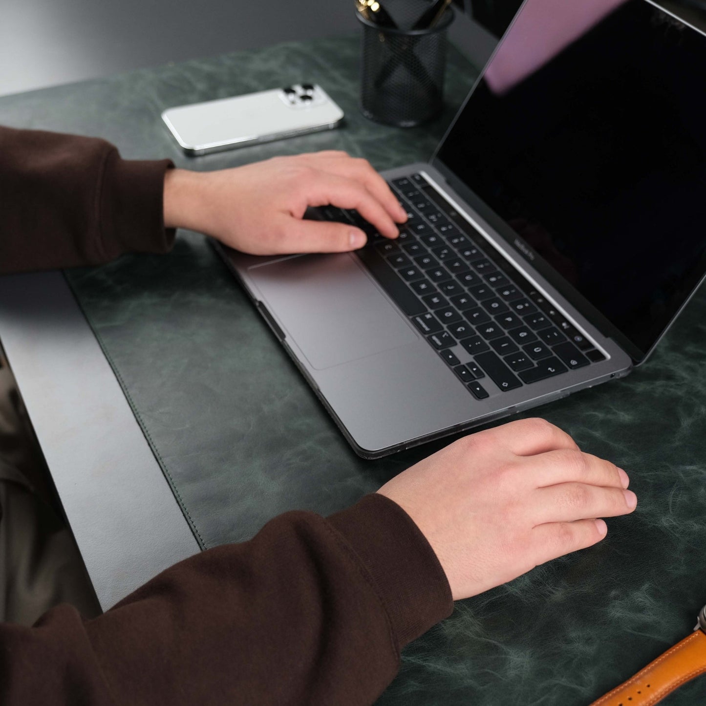 Jersey Dark Green Leather Desk Pad for Office and Home - Concordia Style Boutique
