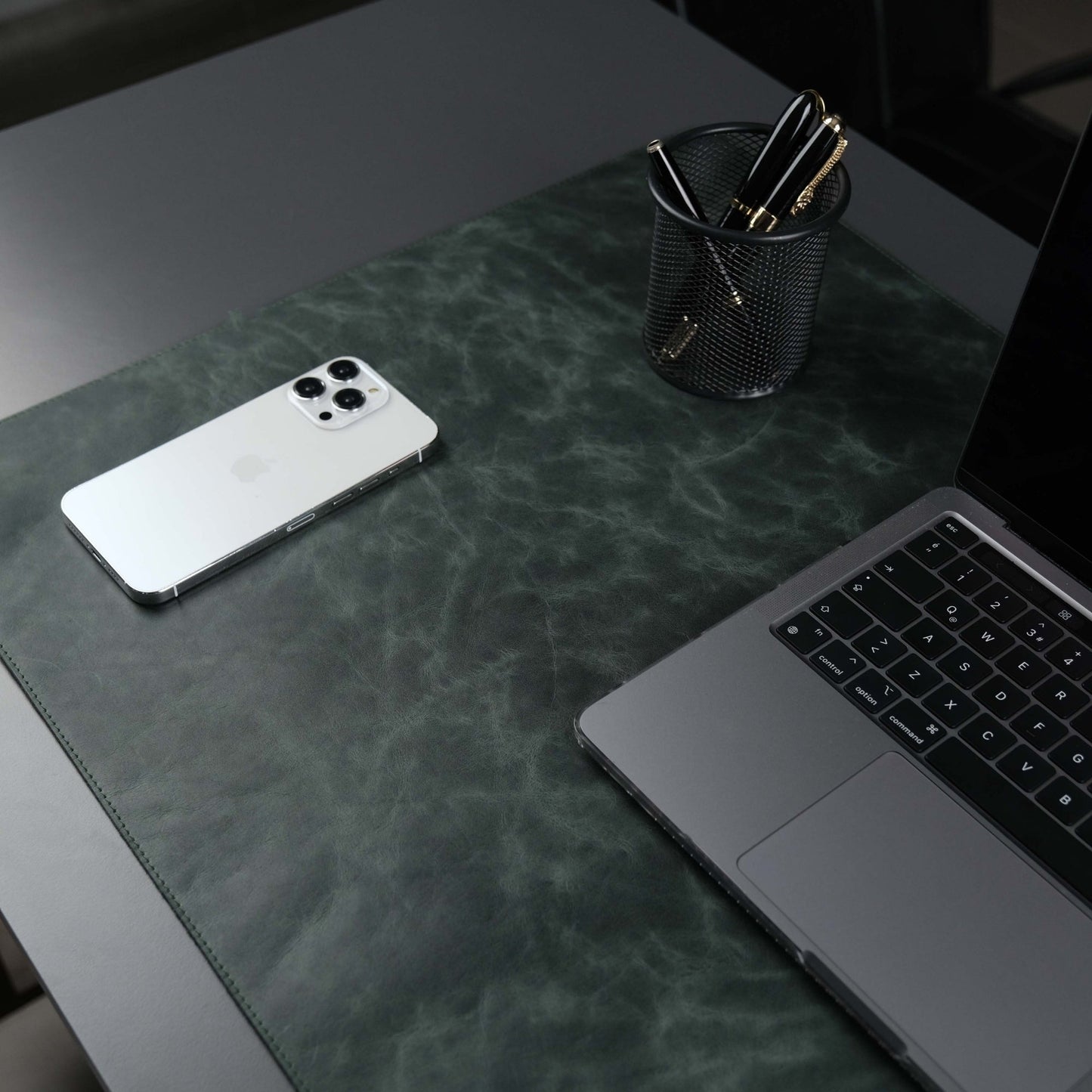 Jersey Dark Green Leather Desk Pad for Office and Home - Concordia Style Boutique
