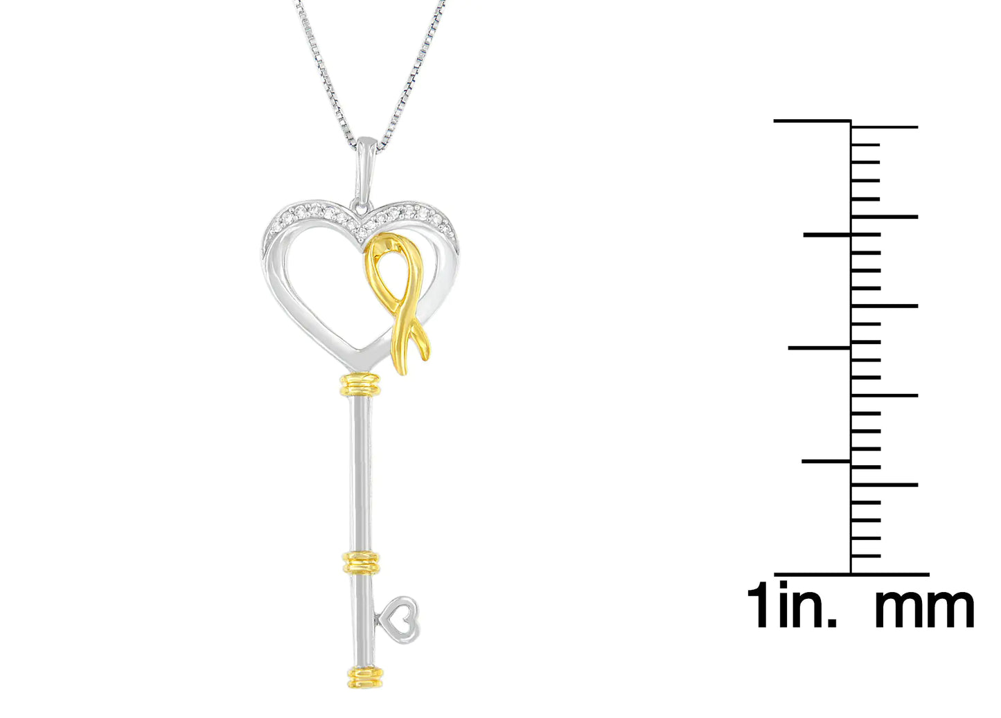 10k Two-Tone Gold-Plated Sterling Silver 1/10 ct TDW Round Cut Diamond Key to My Heart Pendant Necklace (H-I, I1-I2) - Concordia Style Boutique