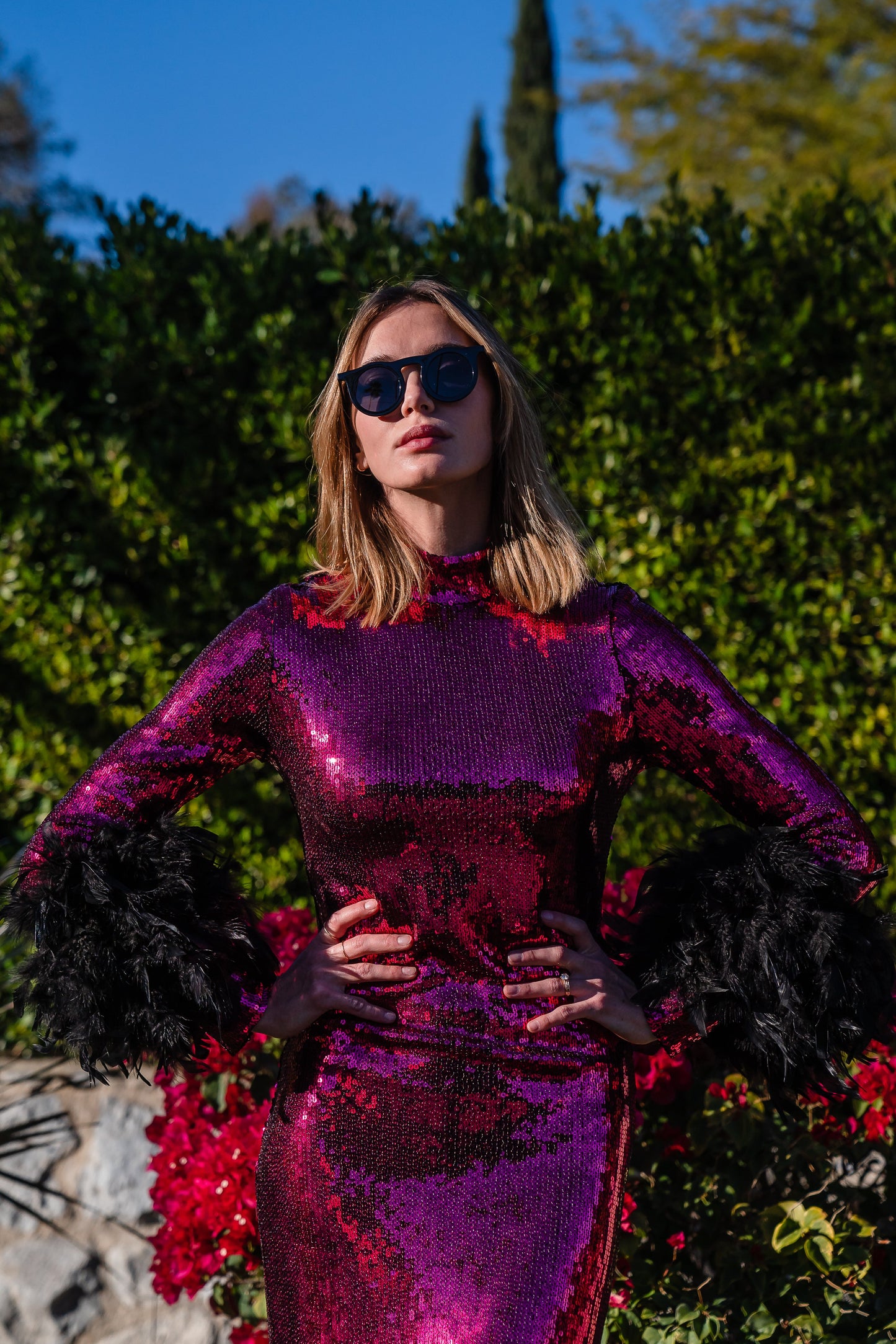 Julianne Dress in Black Cherry Sequin
