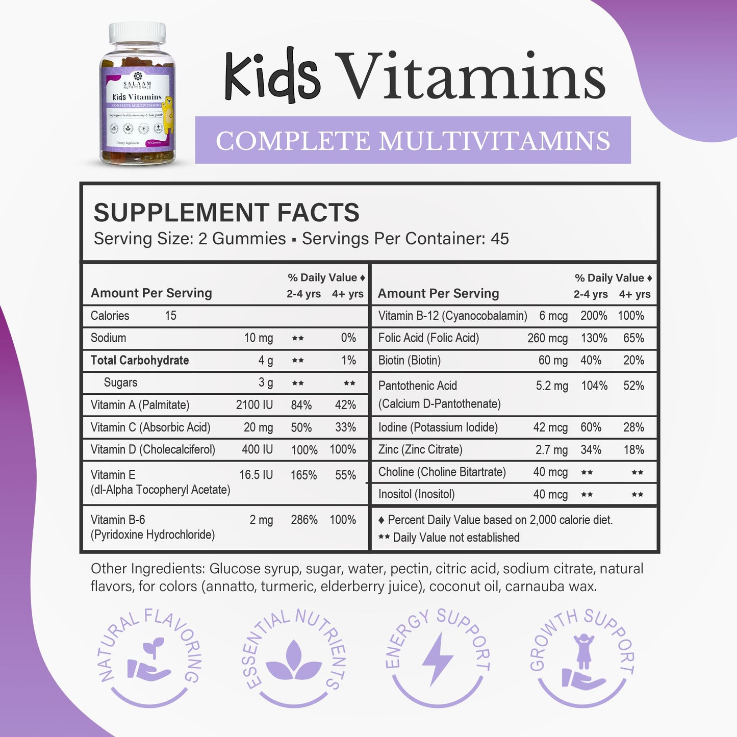 Halal Kids Gummy Multivitamins with Vitamins A, C, E & Zinc - 90 Count | Salaam Nutritionals - Concordia Style Boutique