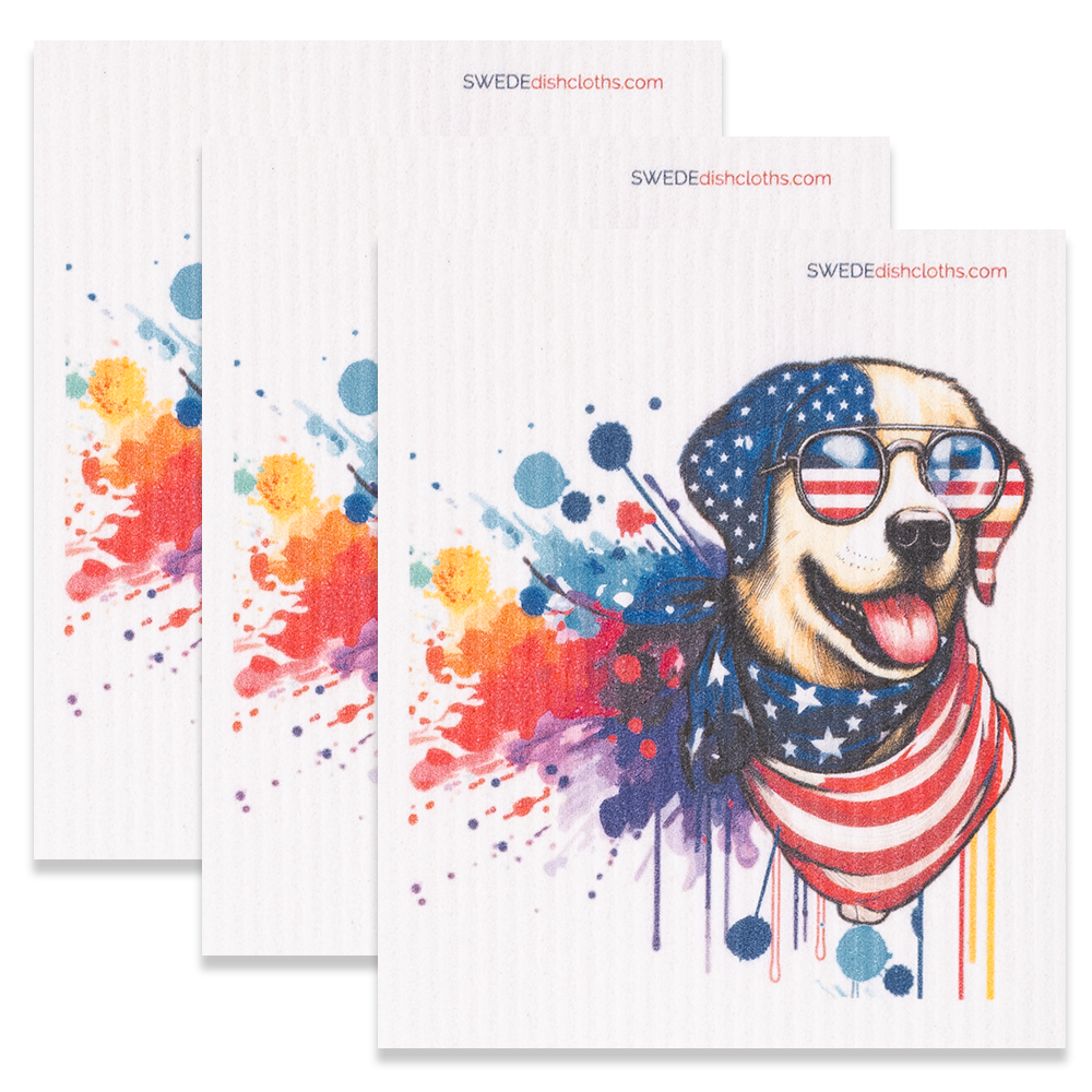 Eco-Friendly Swedish Dishcloths - Patriotic Lab Set of 3 (Paper Towel Replacements) - Concordia Style Boutique