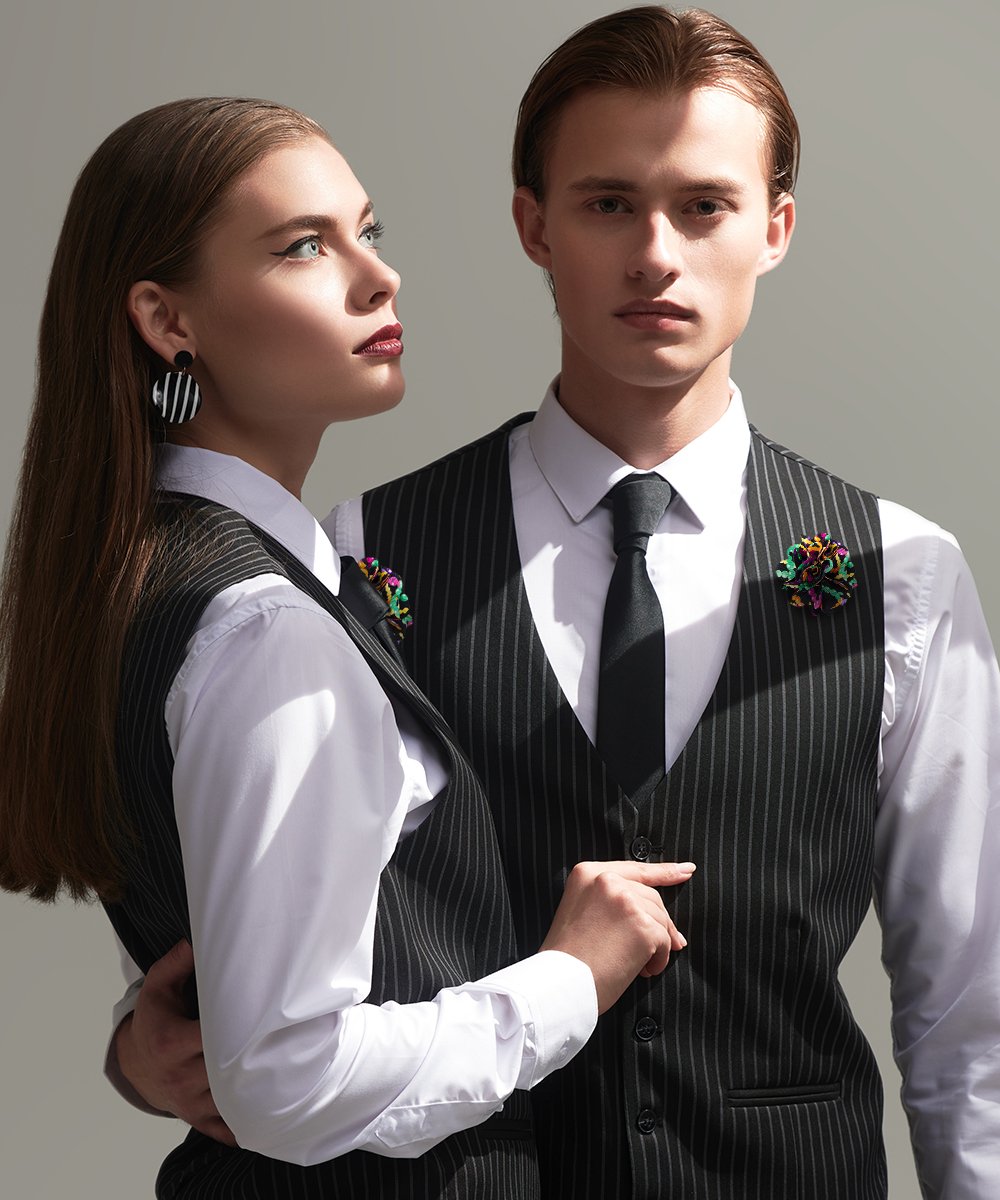 Vittorio Vico Unisex Mardi Gras Satin Flower Lapel Pin