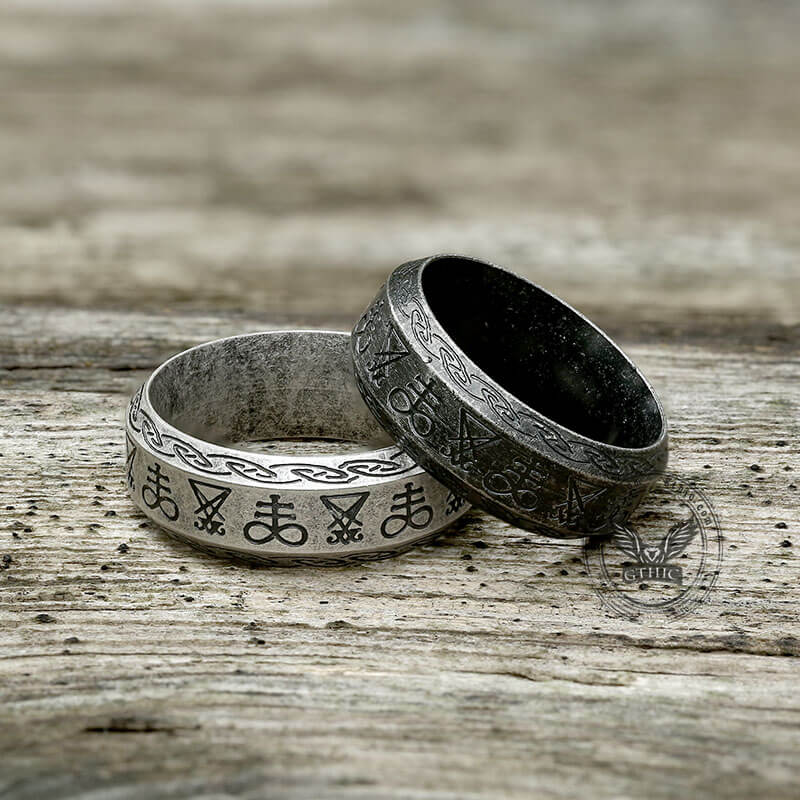 Leviathan Cross Lucifer Sigil Stainless Steel Ring