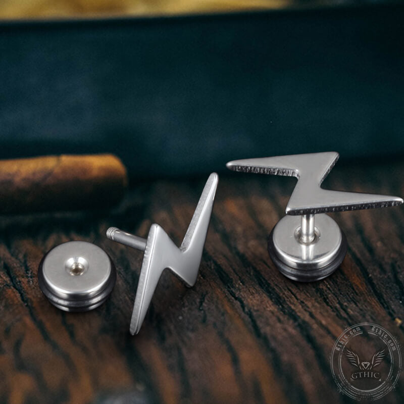 Lightning Stainless Steel Stud Earring