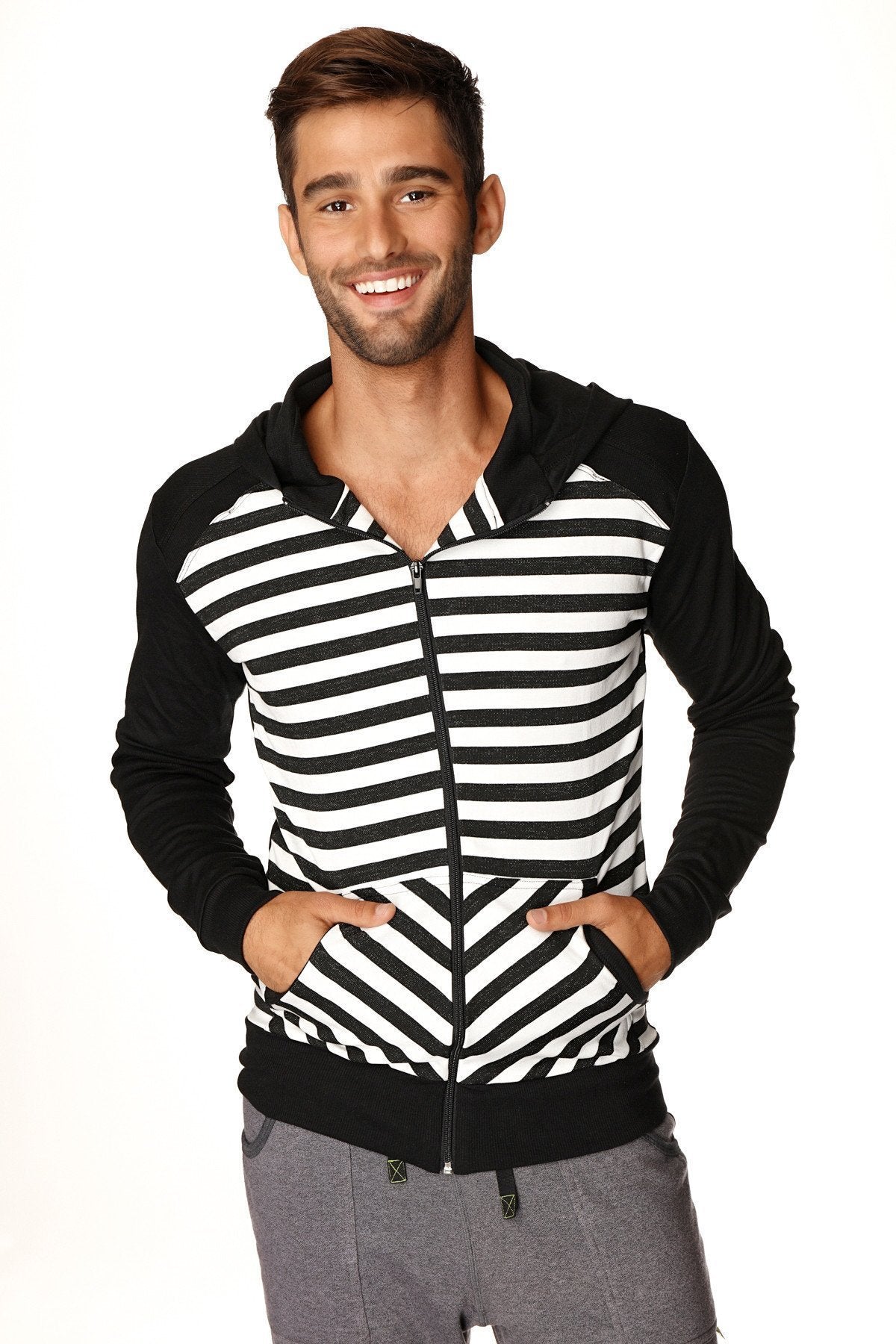 **Limited Edition** Form-fit Crossover Yoga Track Performance Fleece Hoodie (Black) - Concordia Style Boutique