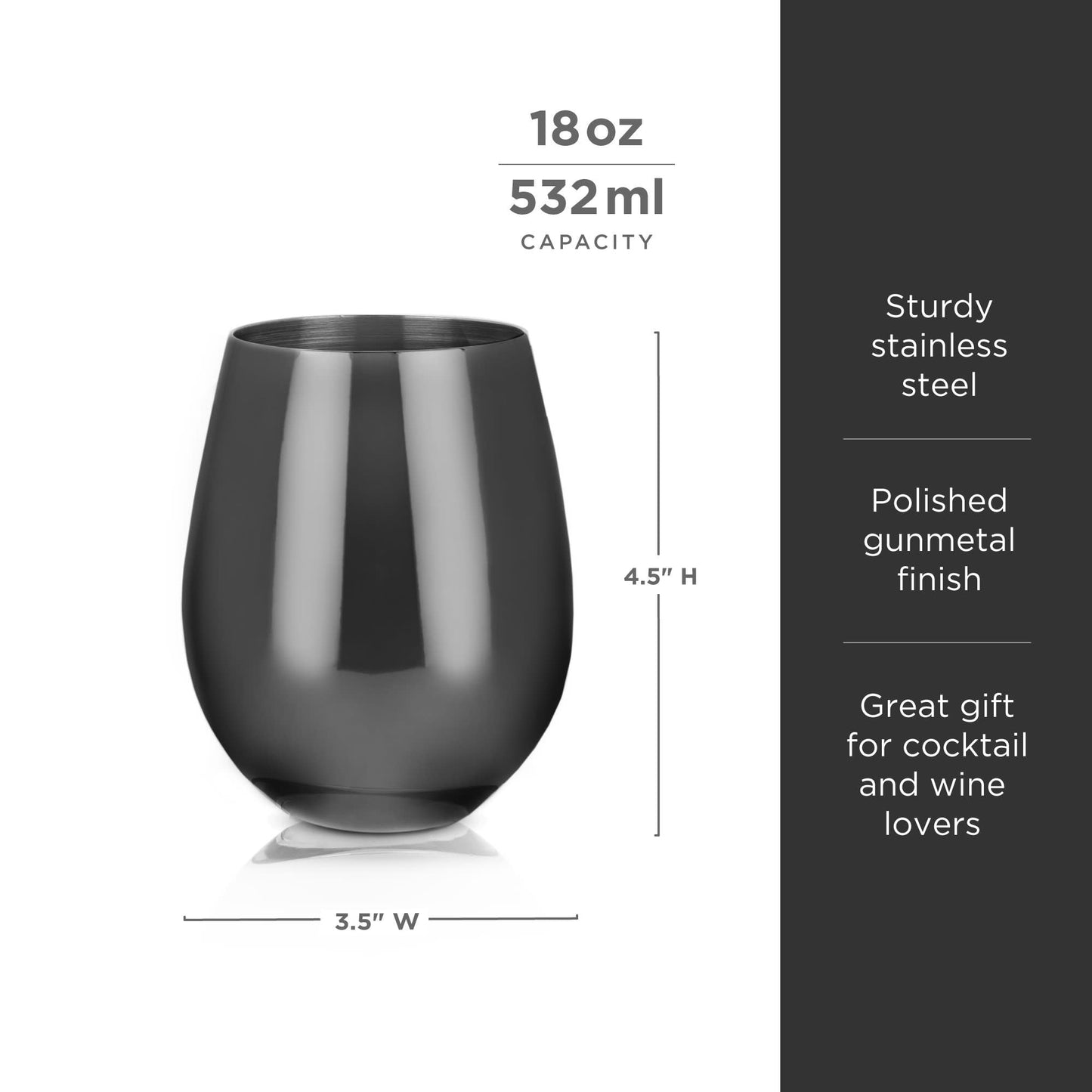 Stainless Steel Stemless Wine Glasses in Gunmetal Set of 2 - Premium Drinkware from Viski - Just $42.99! Shop now at Concordia Style Boutique
