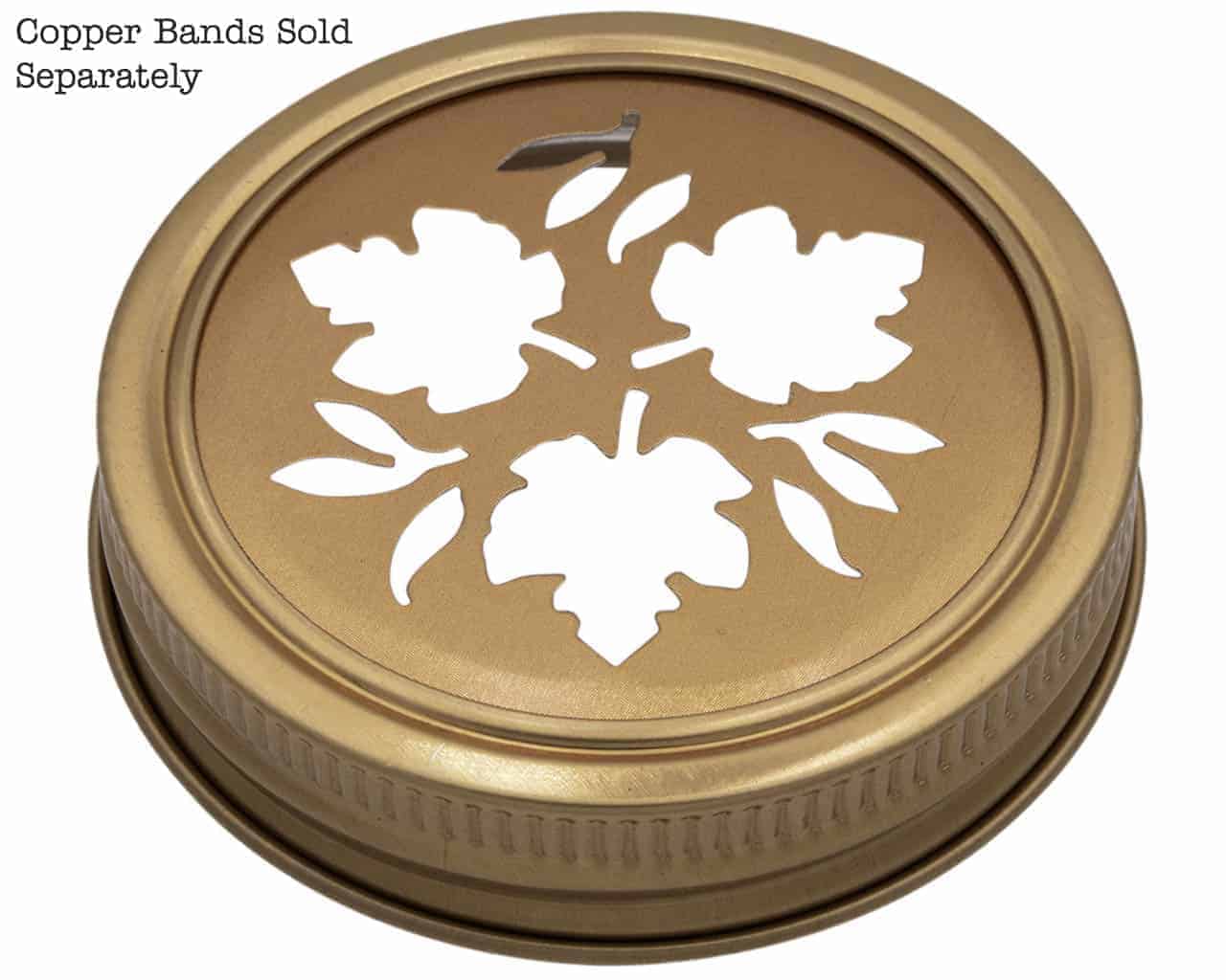 Leaf Pattern Gold or Copper Lid Inserts for RM Mason Jars 10 Pack - Concordia Style Boutique