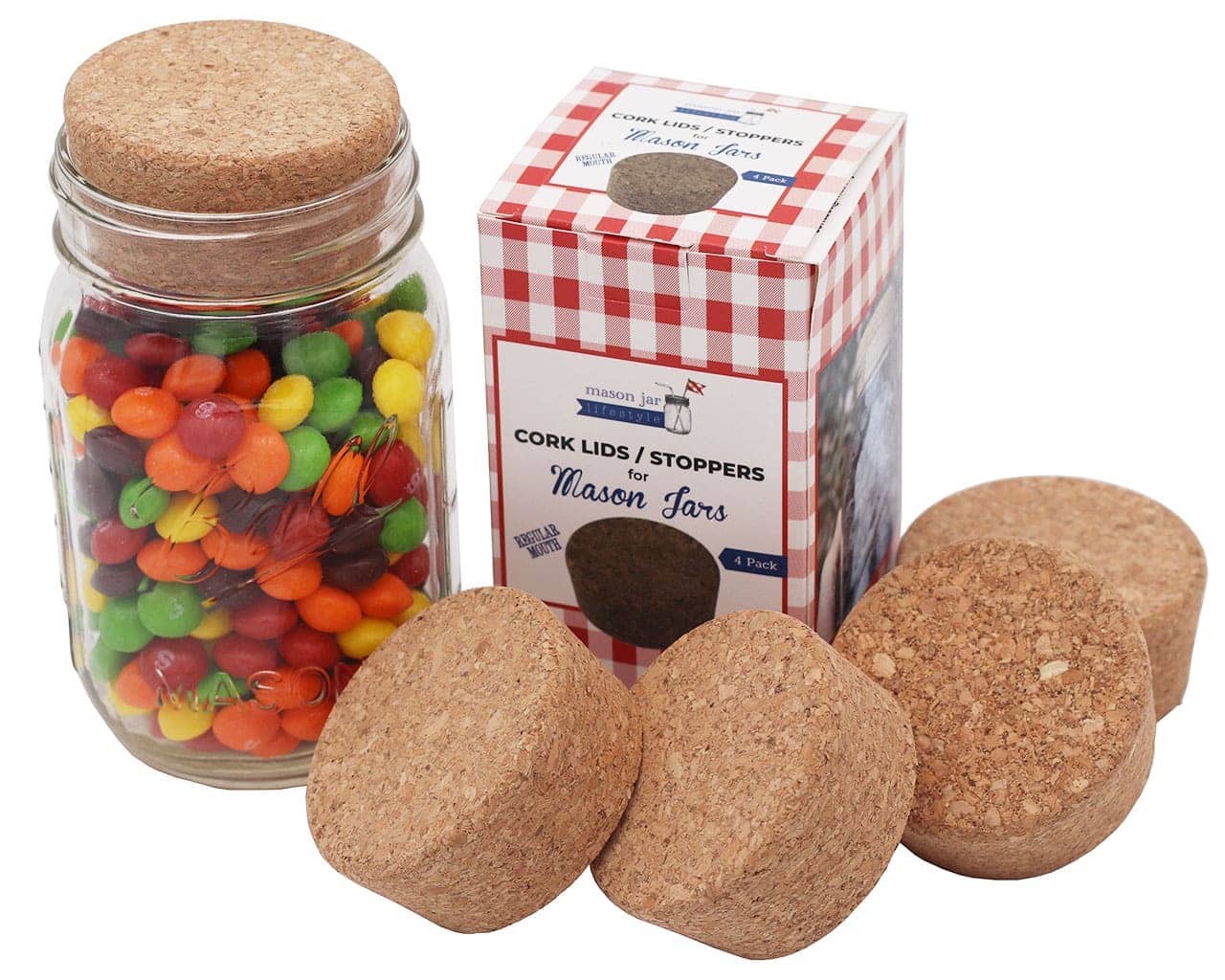 Cork Lid / Stopper for Mason Jars 4 Pack - Concordia Style Boutique