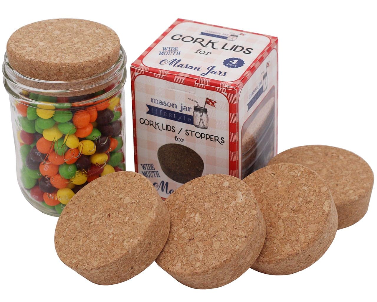 Cork Lid / Stopper for Mason Jars 4 Pack - Concordia Style Boutique