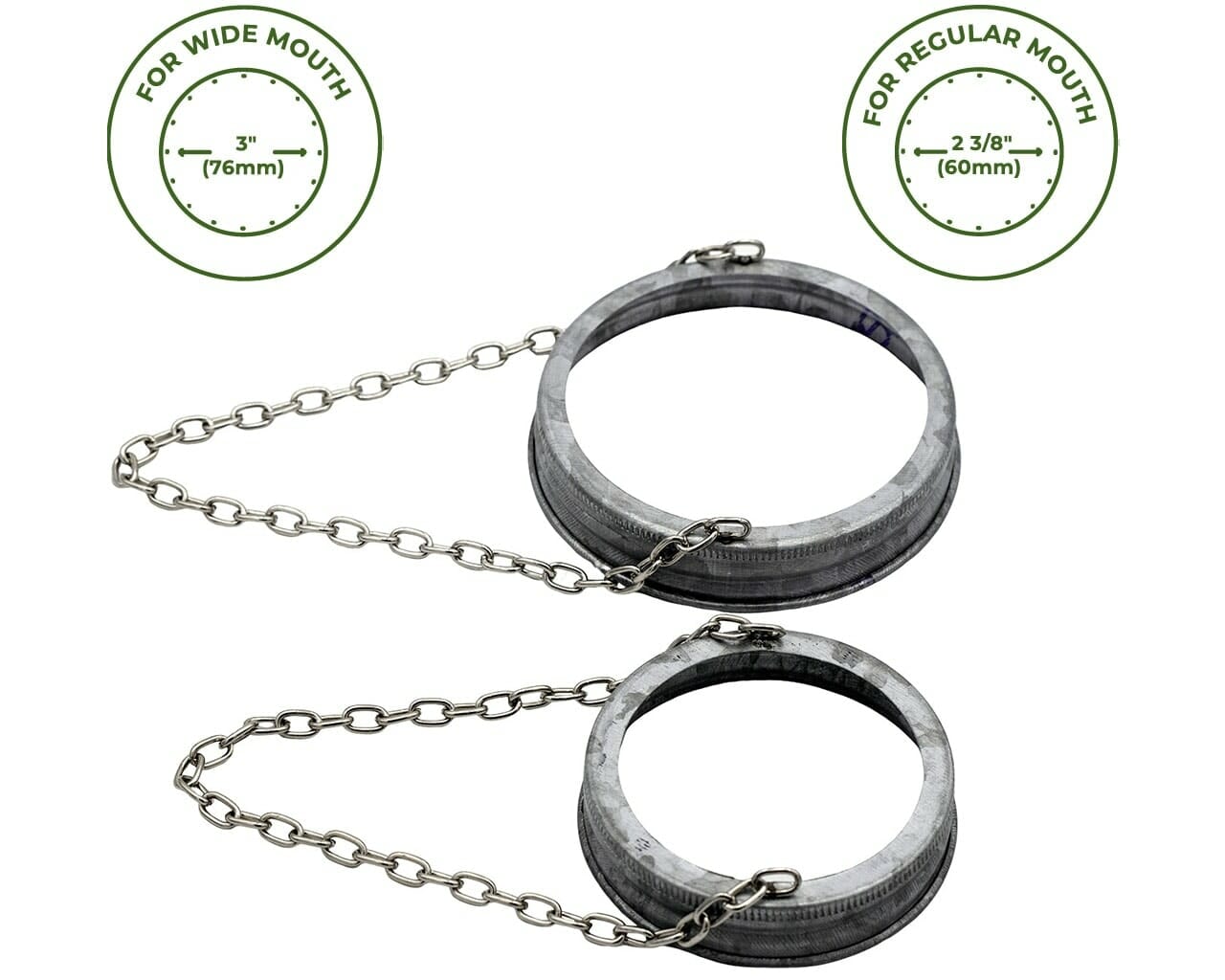 Galvanized Band with Chain Handle for Mason Jars 6 Pack - Concordia Style Boutique