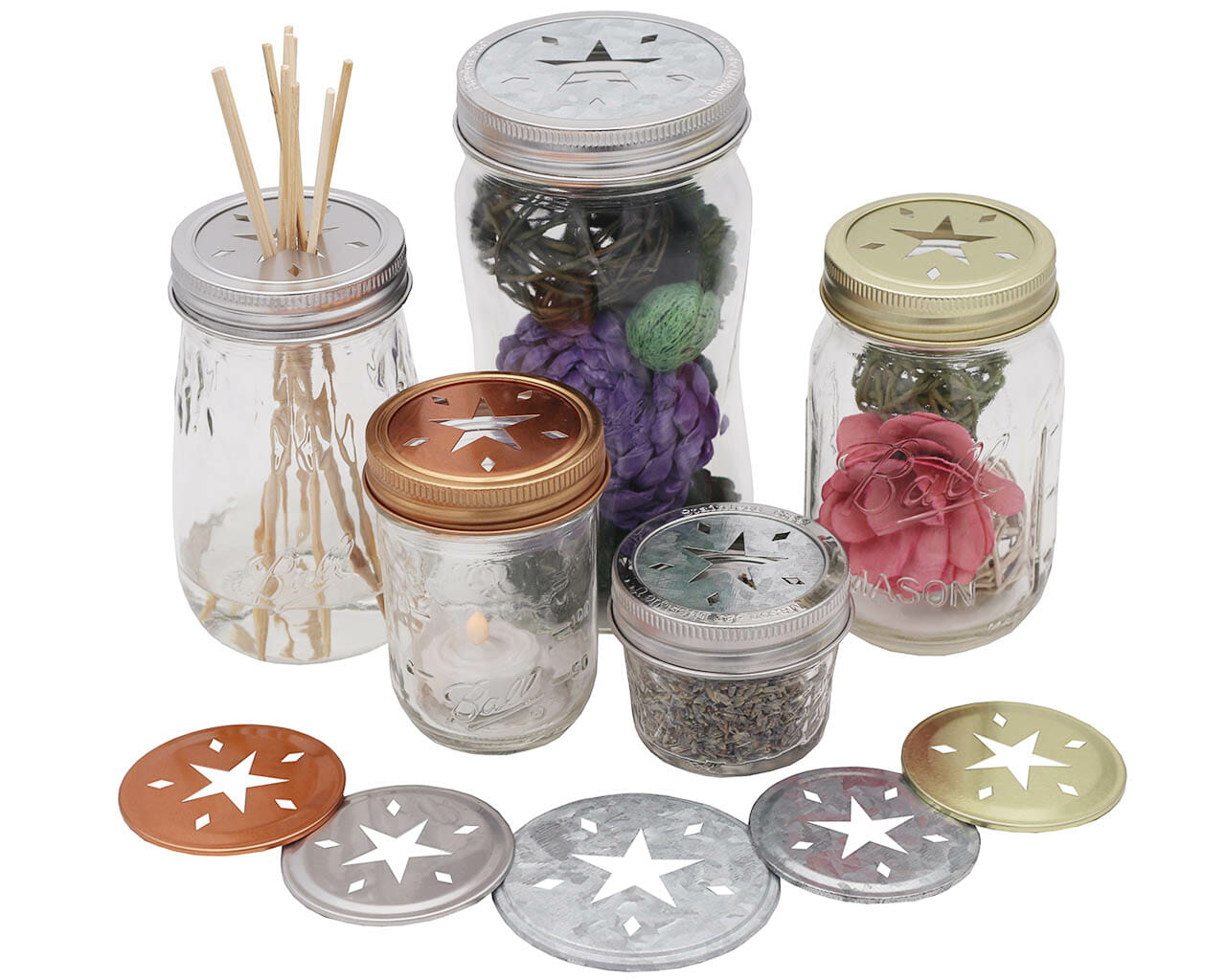 Star Cutout Galvanized Metal Lid Inserts for Mason Jars 10 Pack - Concordia Style Boutique