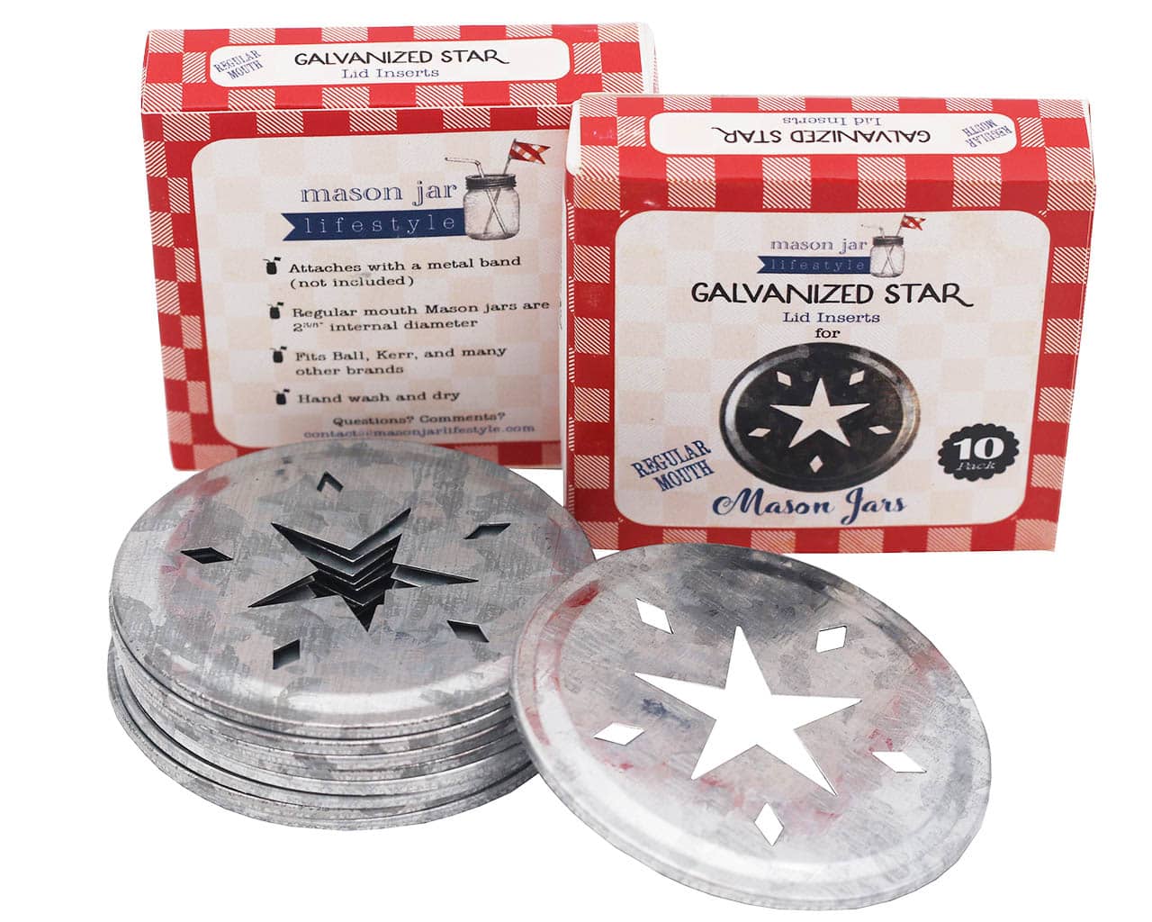 Star Cutout Galvanized Metal Lid Inserts for Mason Jars 10 Pack - Concordia Style Boutique