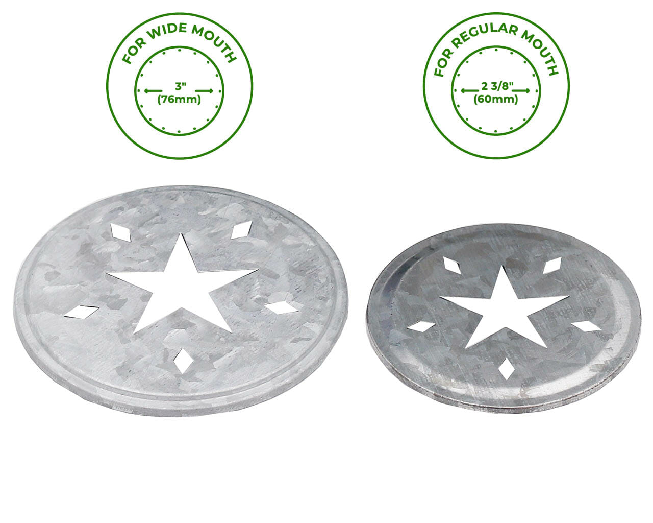 Star Cutout Galvanized Metal Lid Inserts for Mason Jars 10 Pack - Concordia Style Boutique