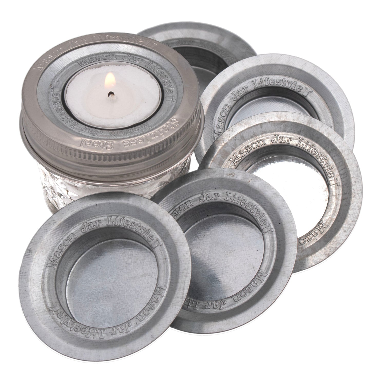 Tea Light Holder Metal Lid Insert for Mason Jars 6 Pack - Concordia Style Boutique