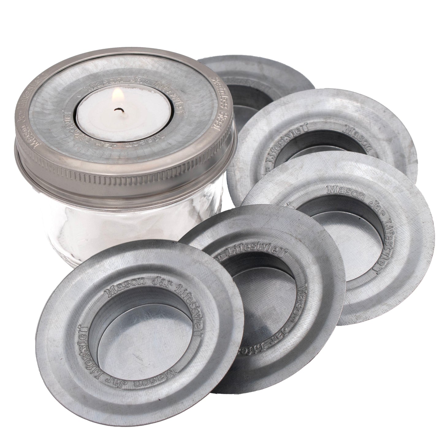 Tea Light Holder Metal Lid Insert for Mason Jars 6 Pack - Concordia Style Boutique