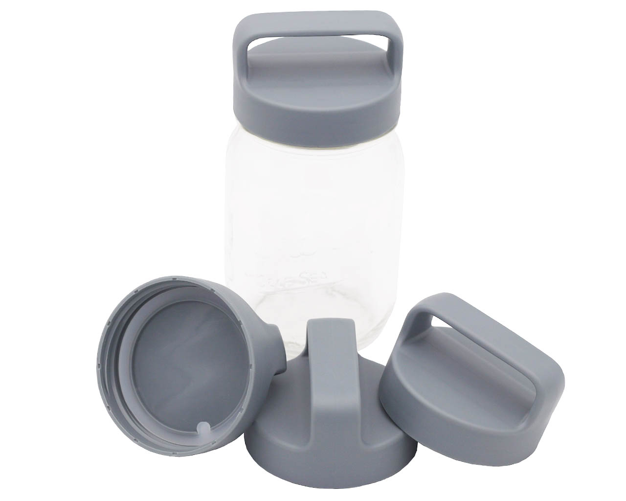 Gray Plastic Handle/Canister Lids for Regular Mouth Mason Jars 4 Pack - Concordia Style Boutique