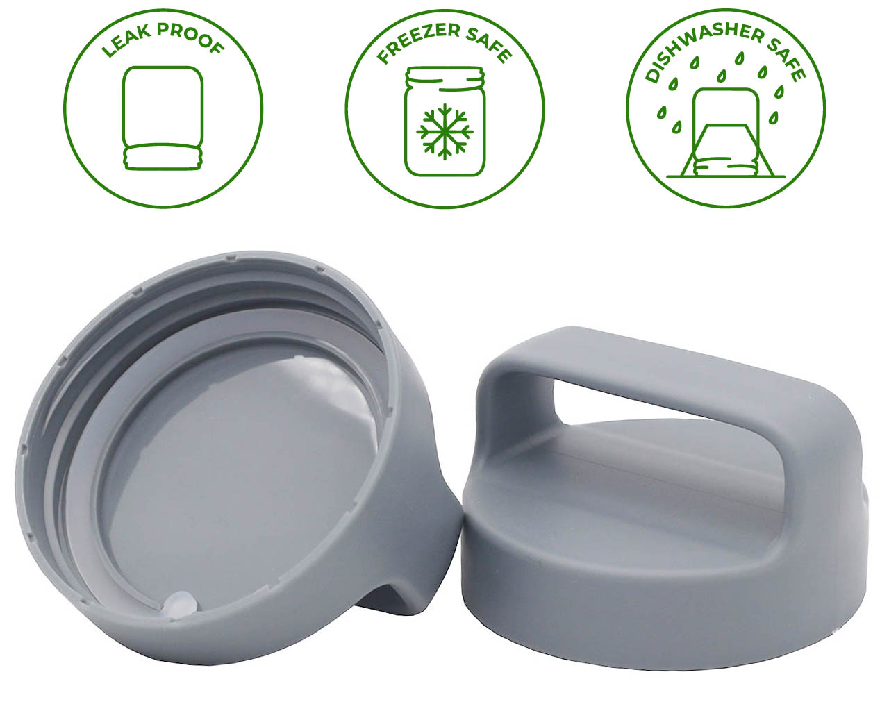 Gray Plastic Handle/Canister Lids for Regular Mouth Mason Jars 4 Pack - Concordia Style Boutique