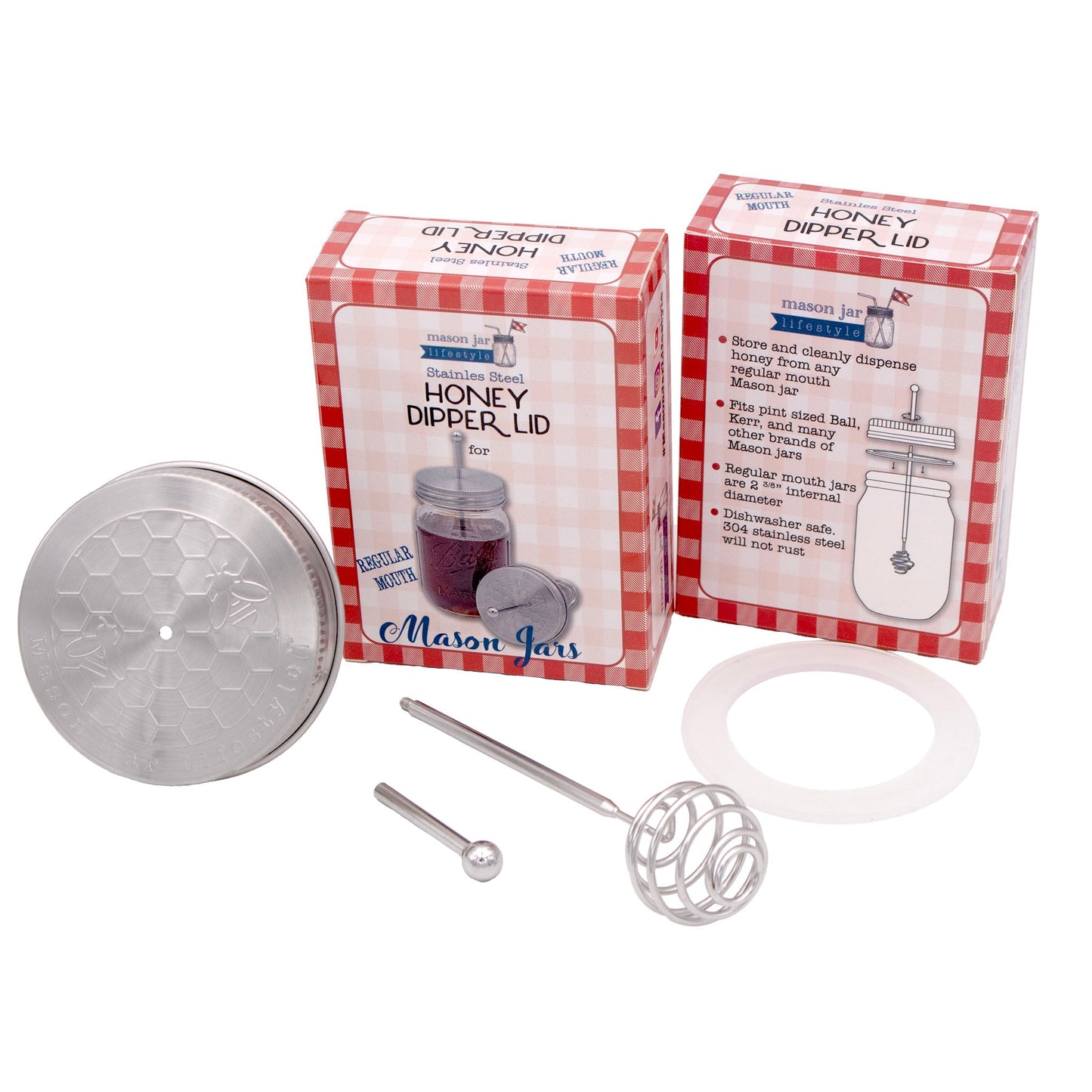 Honey Dipper Stainless Steel Lid for Mason Jars - Concordia Style Boutique
