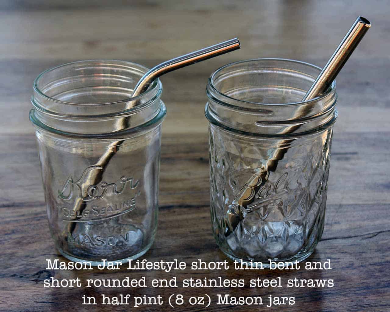 Short Thin Bent Stainless Steel Straw for Half Pint Mason Jars - Concordia Style Boutique
