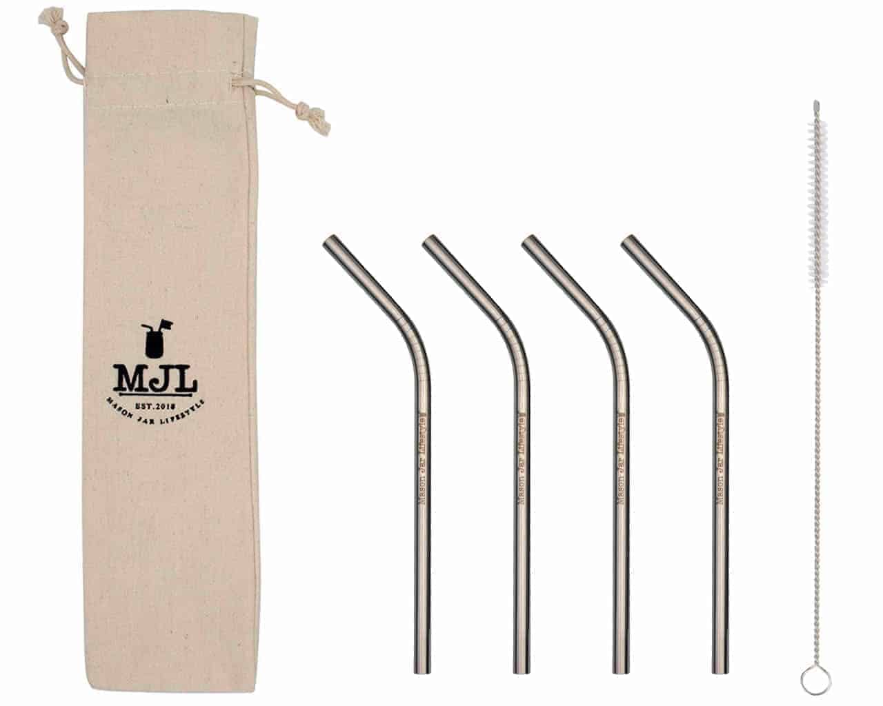 Short Thin Bent Stainless Steel Straw for Half Pint Mason Jars - Concordia Style Boutique