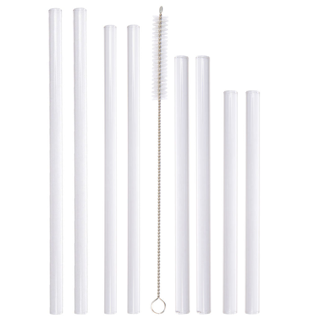 8 Pack Combo Glass Straws for Mason Jars + Cleaner - Concordia Style Boutique