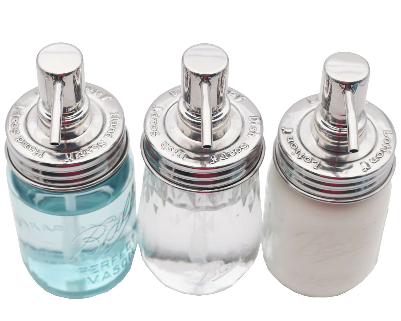 "Hand Soap," "Dish Soap," and "Lotion" Embossed Shiny Dispenser Pumps for Regular Mouth Mason Jars 3 Pack - Premium Mason Jar from Mason Jar Lifestyle - Just $27.99! Shop now at Concordia Style Boutique