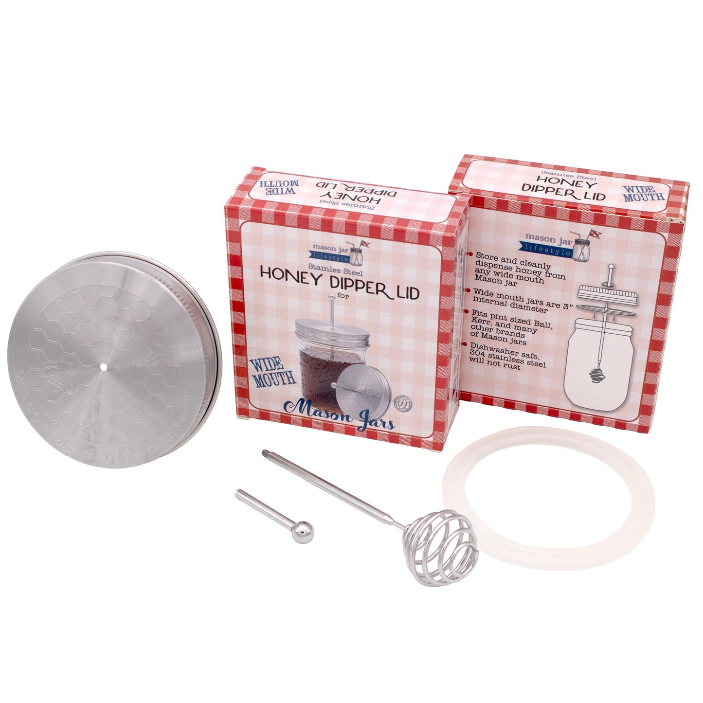 Honey Dipper Stainless Steel Lid for Mason Jars - Concordia Style Boutique