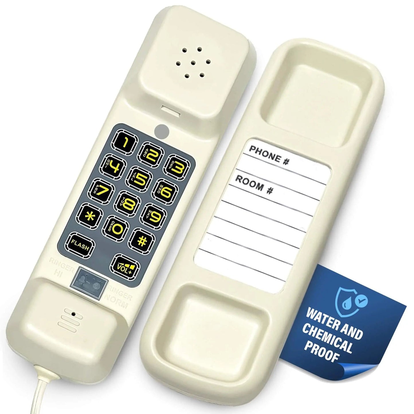 Med-Pat TL-WP Waterproof Trimline Phone – Perfect for Bathrooms, Kitchens, Outdoors