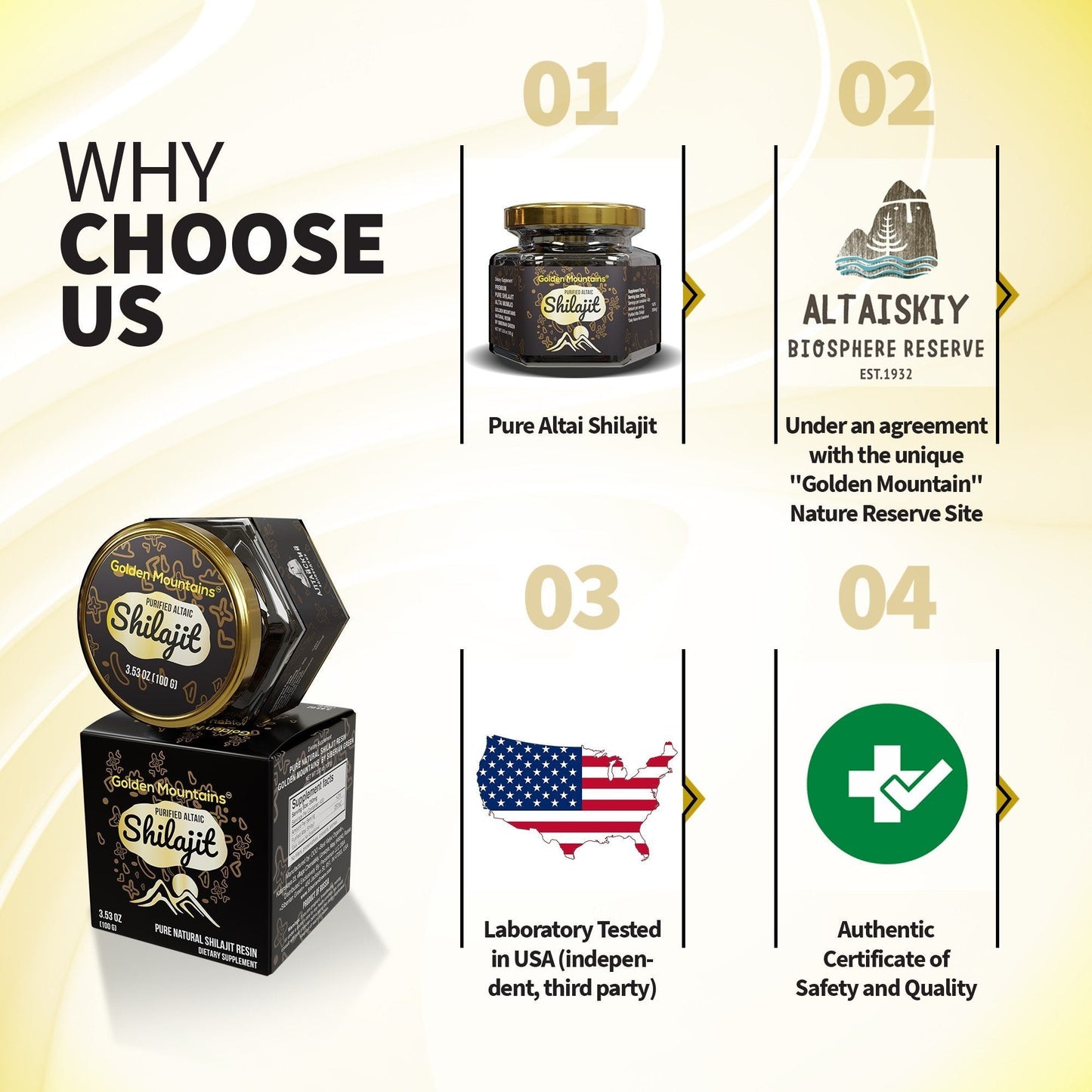 Golden Mountains Shilajit Resin 100g: Pure Altai Mountains Shilajit by Siberian Green - Concordia Style Boutique