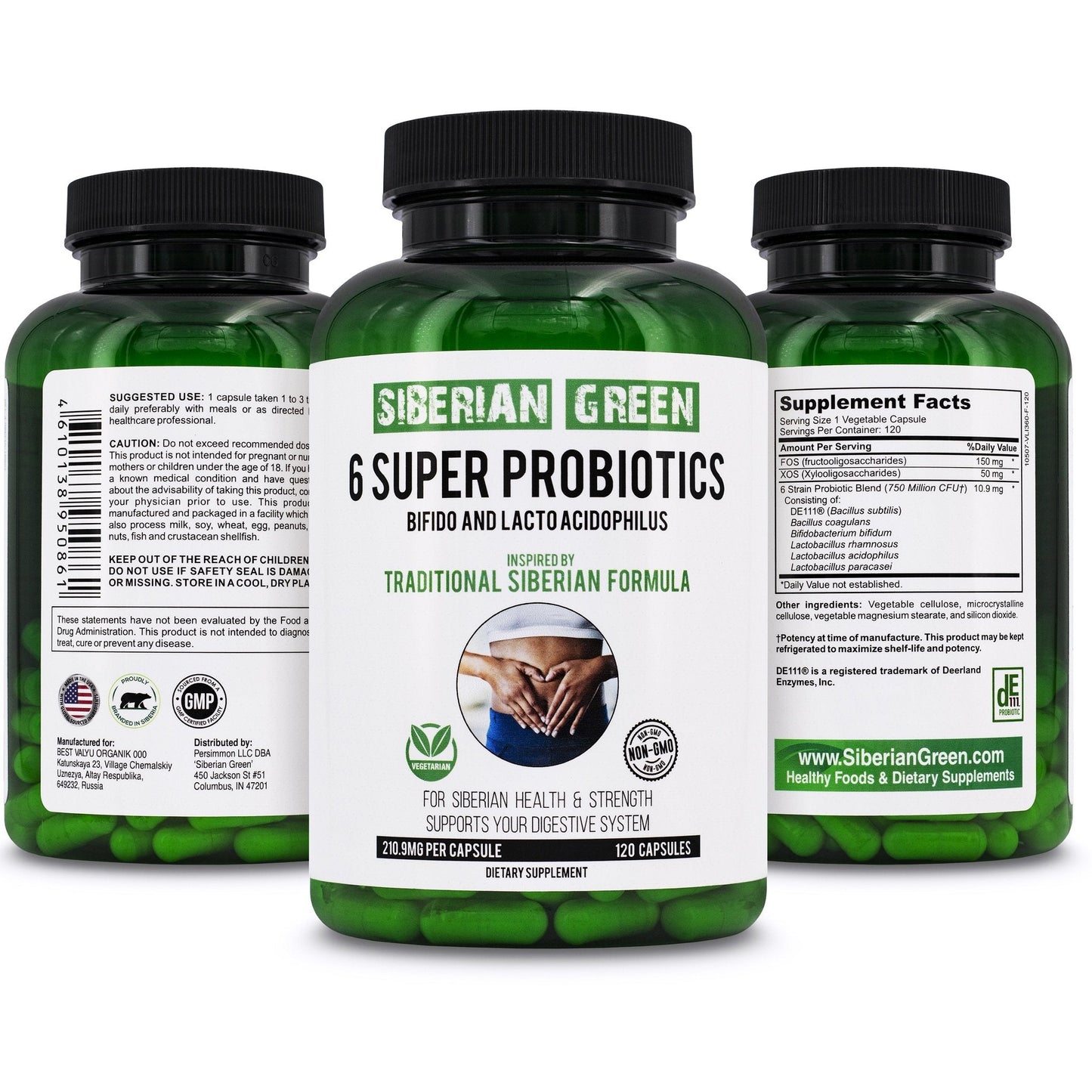 6 Super Probiotics Siberian Green Bifido & Lacto Acidophilus 120 Caps - Concordia Style Boutique