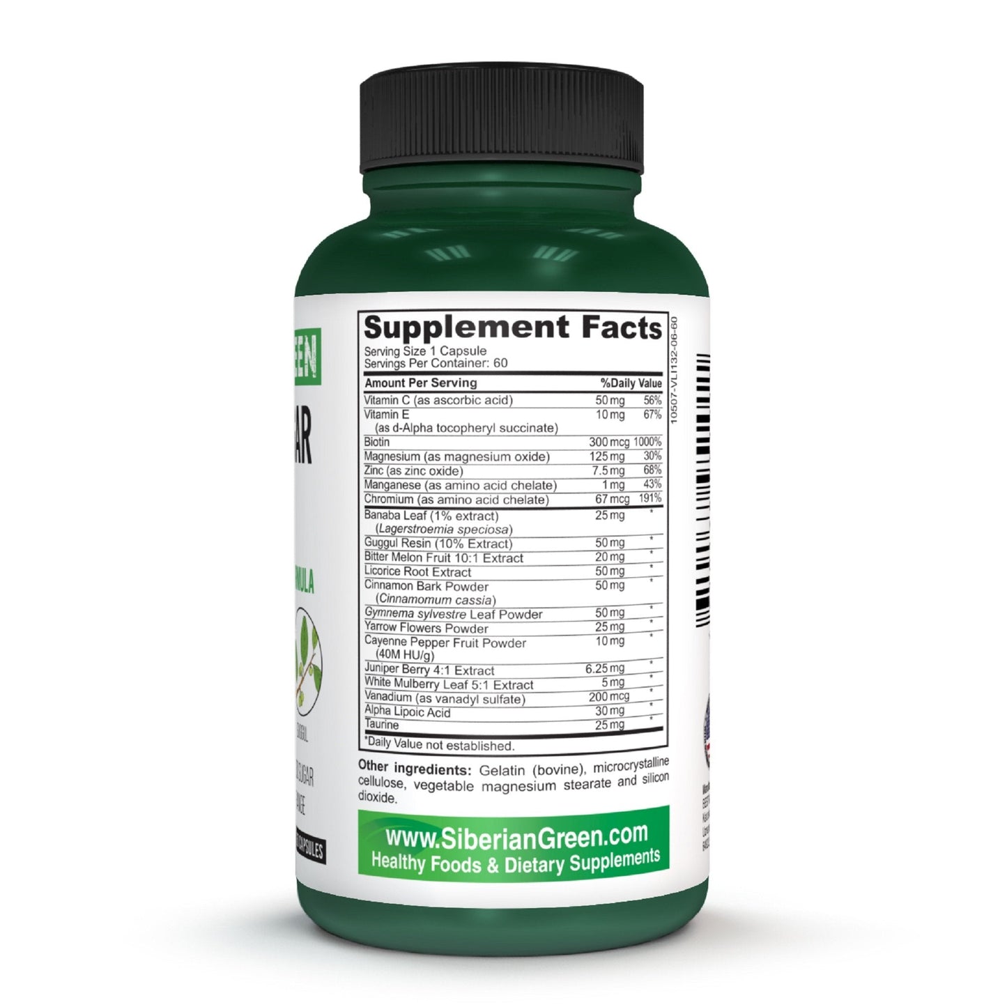Herbal Sugar Support Siberian Green 60 Caps - Yarrow Guggul Licorice - Concordia Style Boutique
