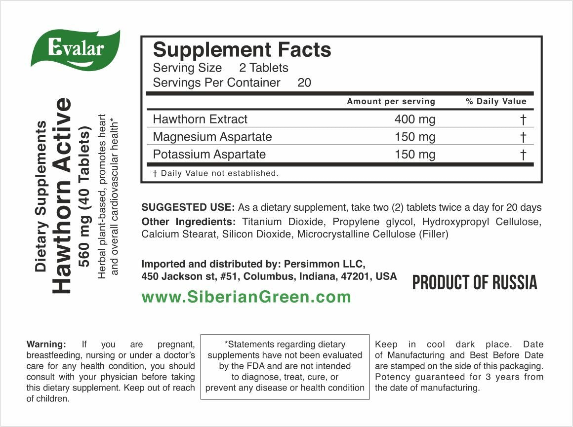 Hawthorn Extract with Essential Minerals by Evalar 40 Tabs - Concordia Style Boutique