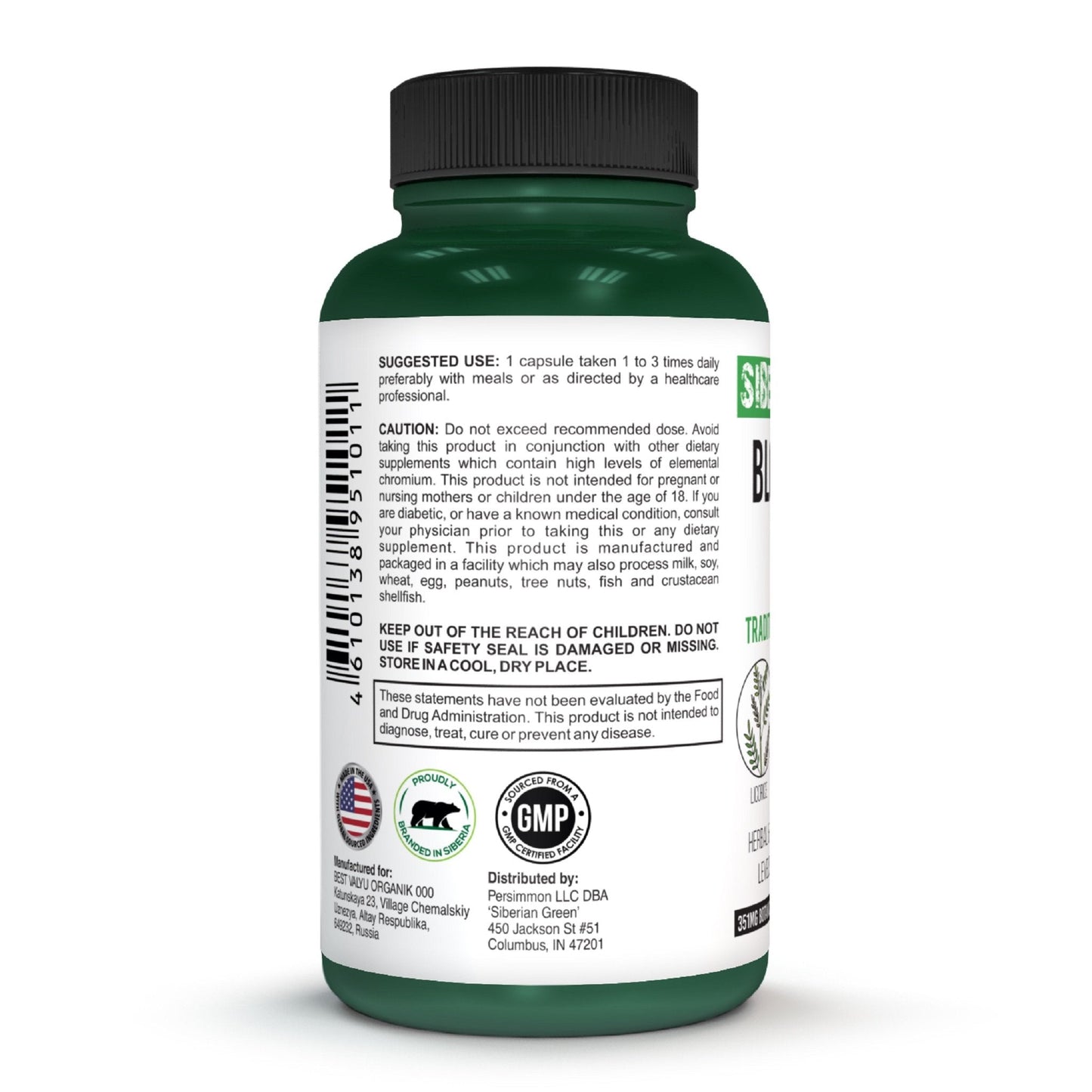 Herbal Sugar Support Siberian Green 60 Caps - Yarrow Guggul Licorice - Concordia Style Boutique
