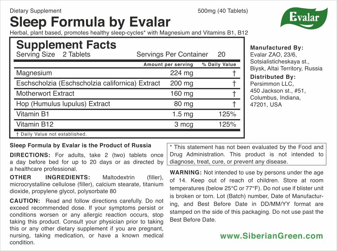 Siberian Herbs Vitamins by Evalar Formula 40 Tabs - Concordia Style Boutique