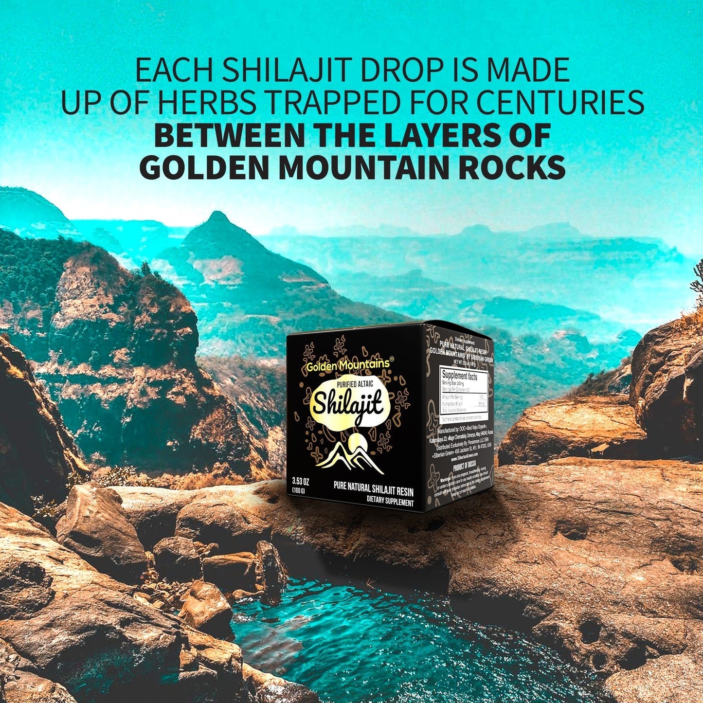 Golden Mountains Shilajit Resin 100g: Pure Altai Mountains Shilajit by Siberian Green - Concordia Style Boutique