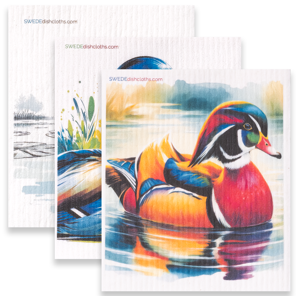Eco-Friendly Swedish Dishcloths - Mixed Ducks Set of 3 (Paper Towel Replacements, One of Each Design) - Concordia Style Boutique
